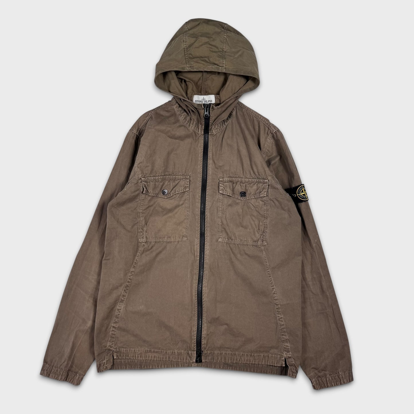 Stone Island Olive Hooded Full Zip Overshirt Jacket M