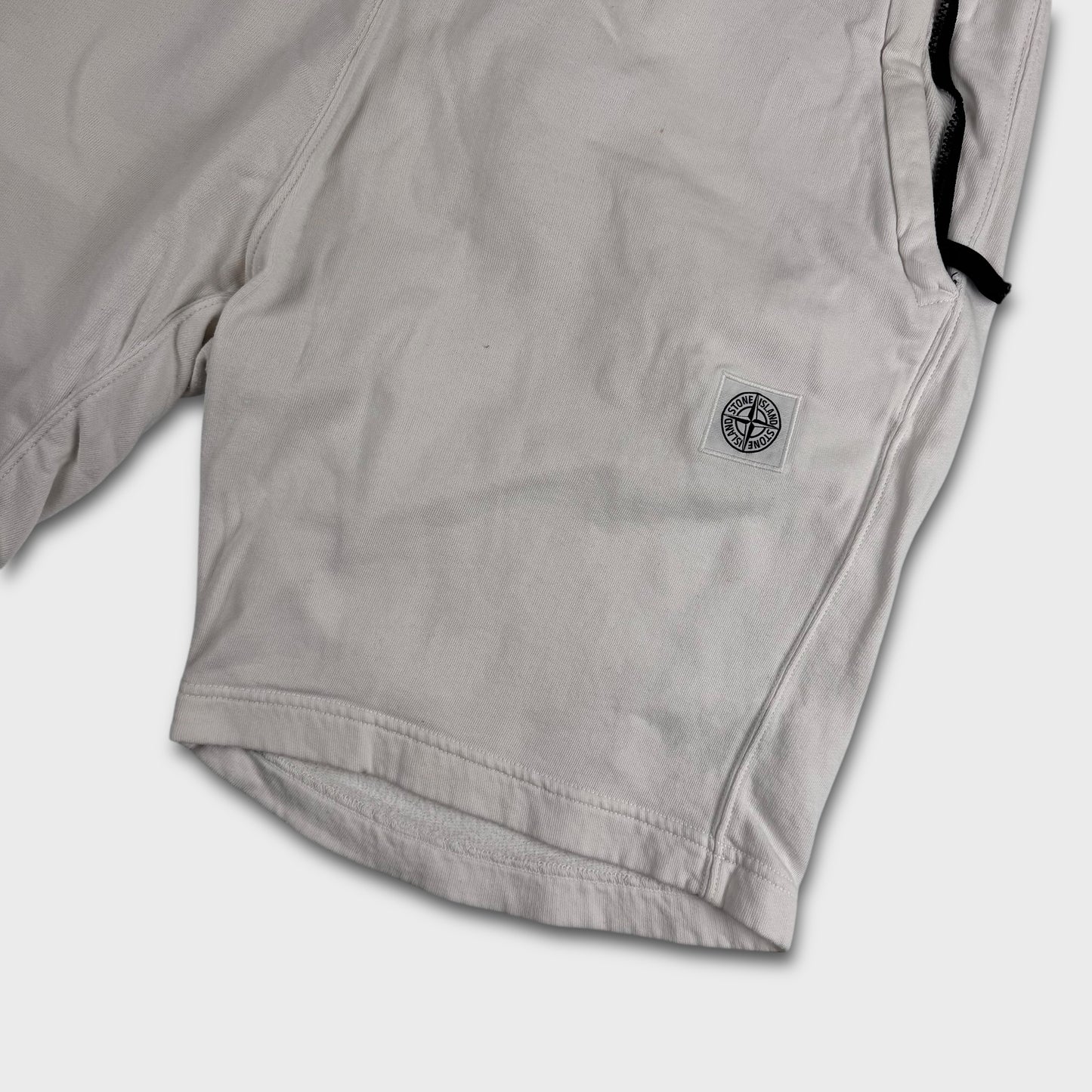 Stone Island White Cotton Compass Shorts XL