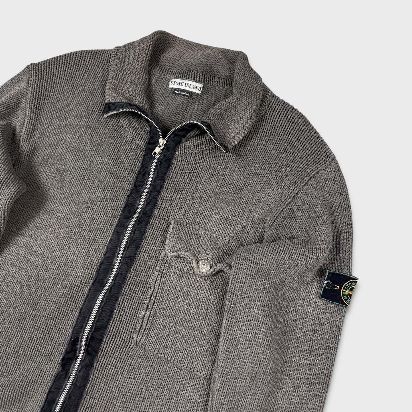 Stone Island 90’s Green Edge Knit Cardigan M