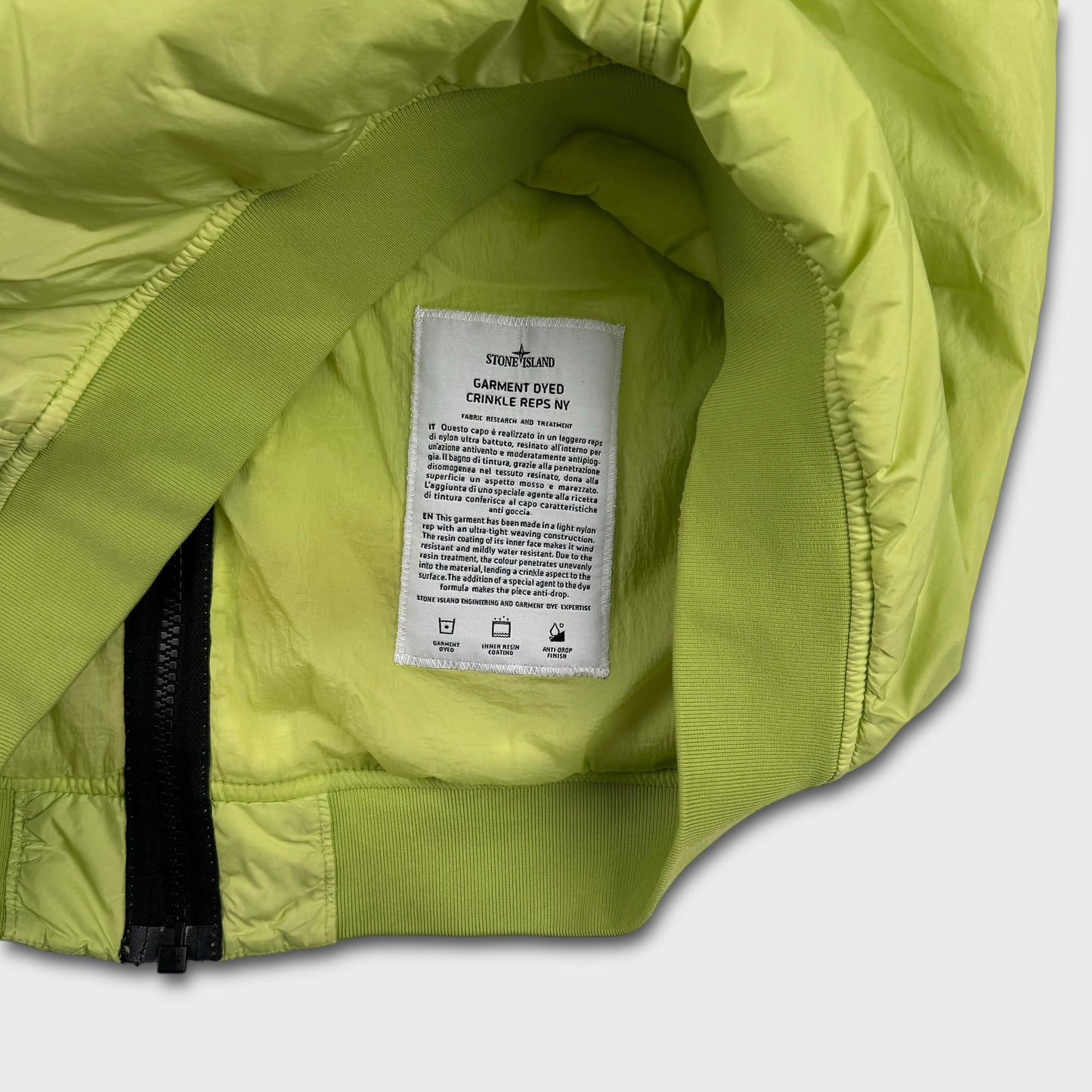 Stone Island Lime Garment Dyed Crinkle Reps NY Jacket BNWT L