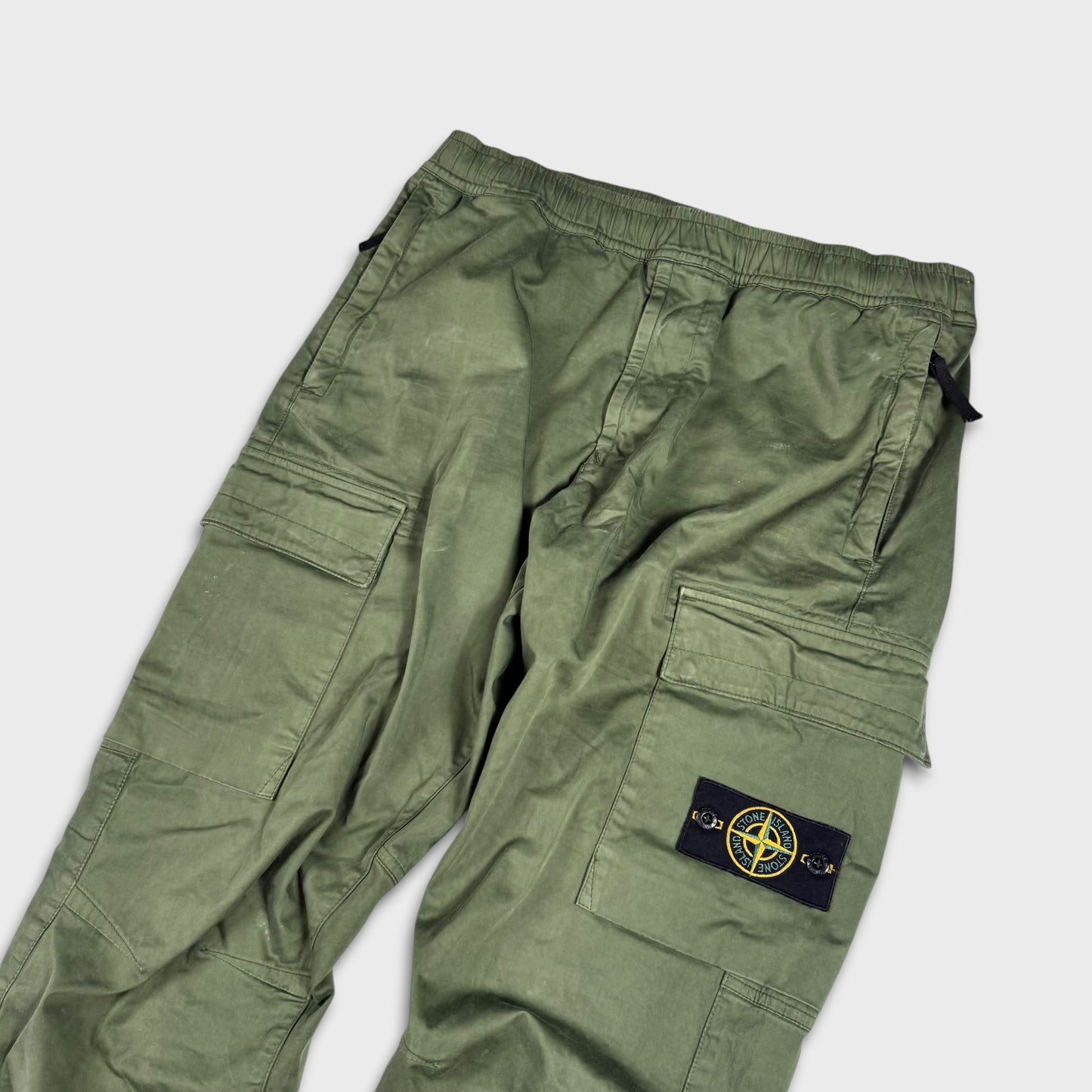 Stone Island Olive Cotton Cargo Pants W34