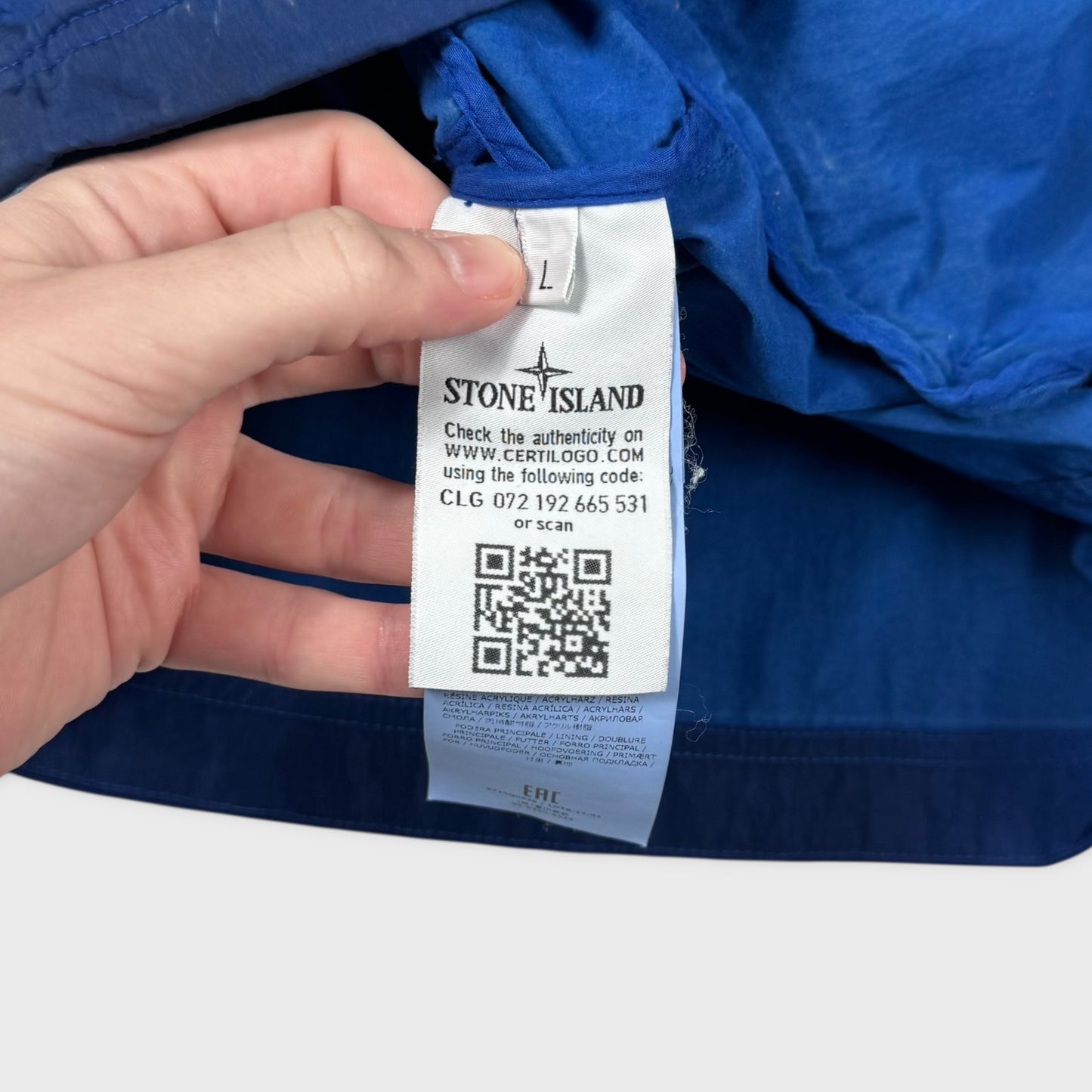 Stone Island Royal Blue Nylon Metal Flock Jacket L