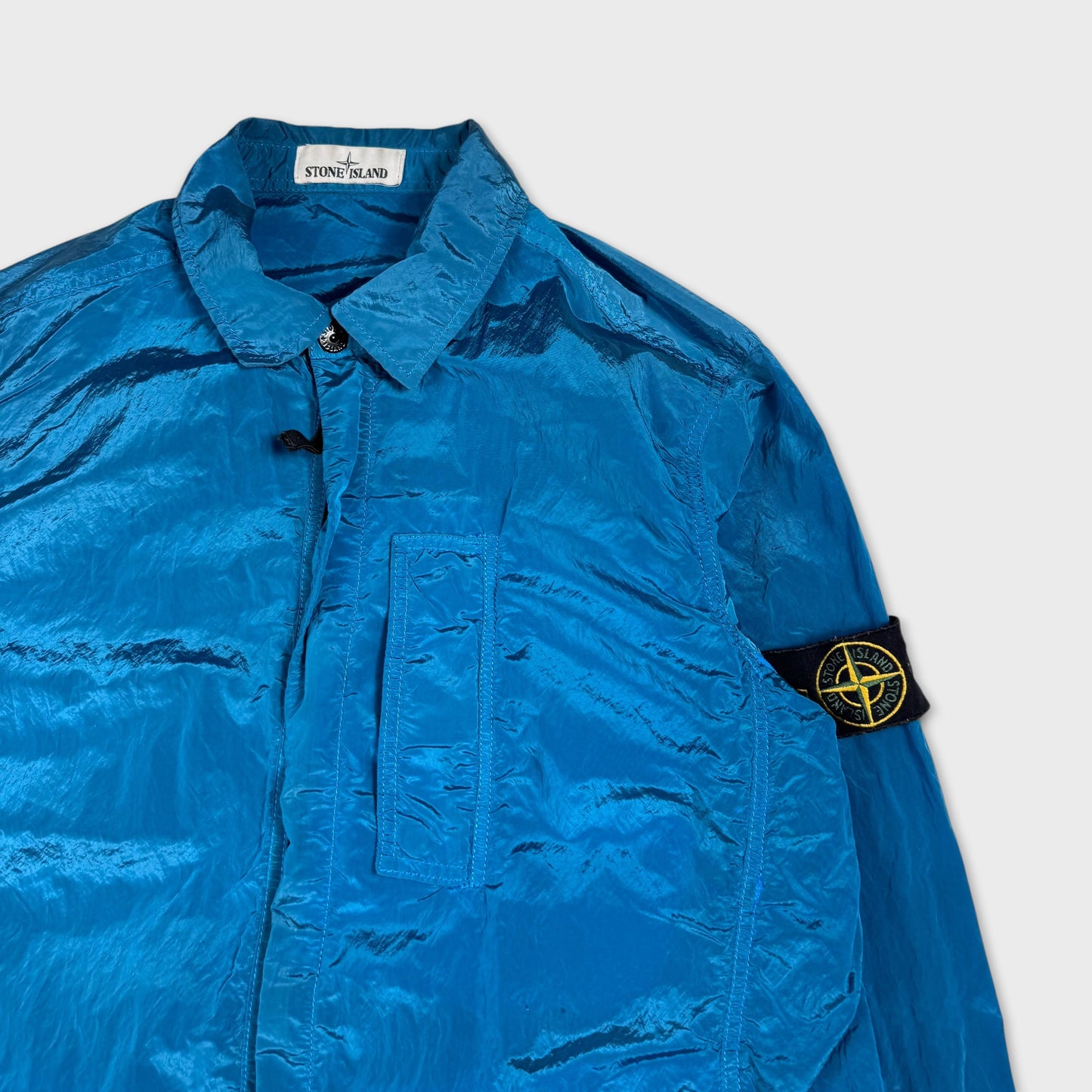 Stone Island Electric Blue Nylon Metal Overshirt L