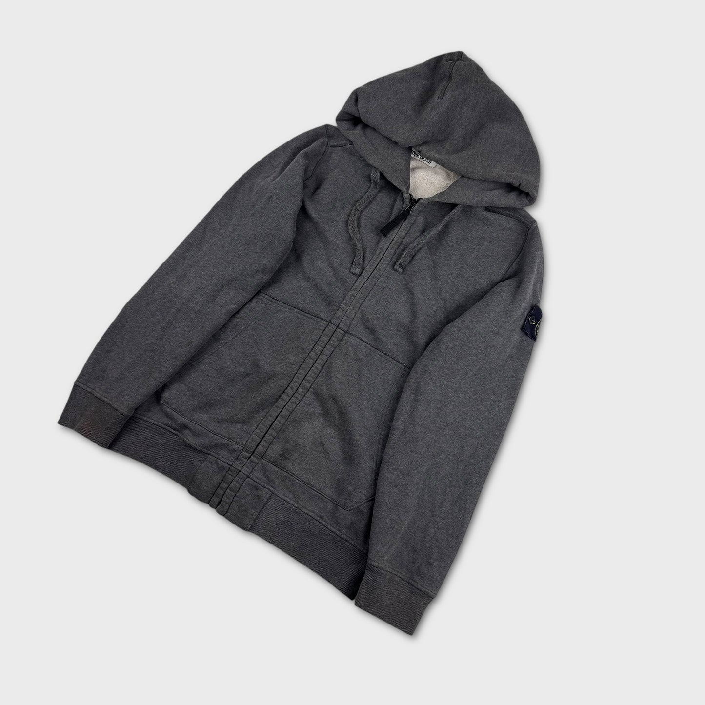 Stone Island Charcoal Grey Full Zip Hoodie L