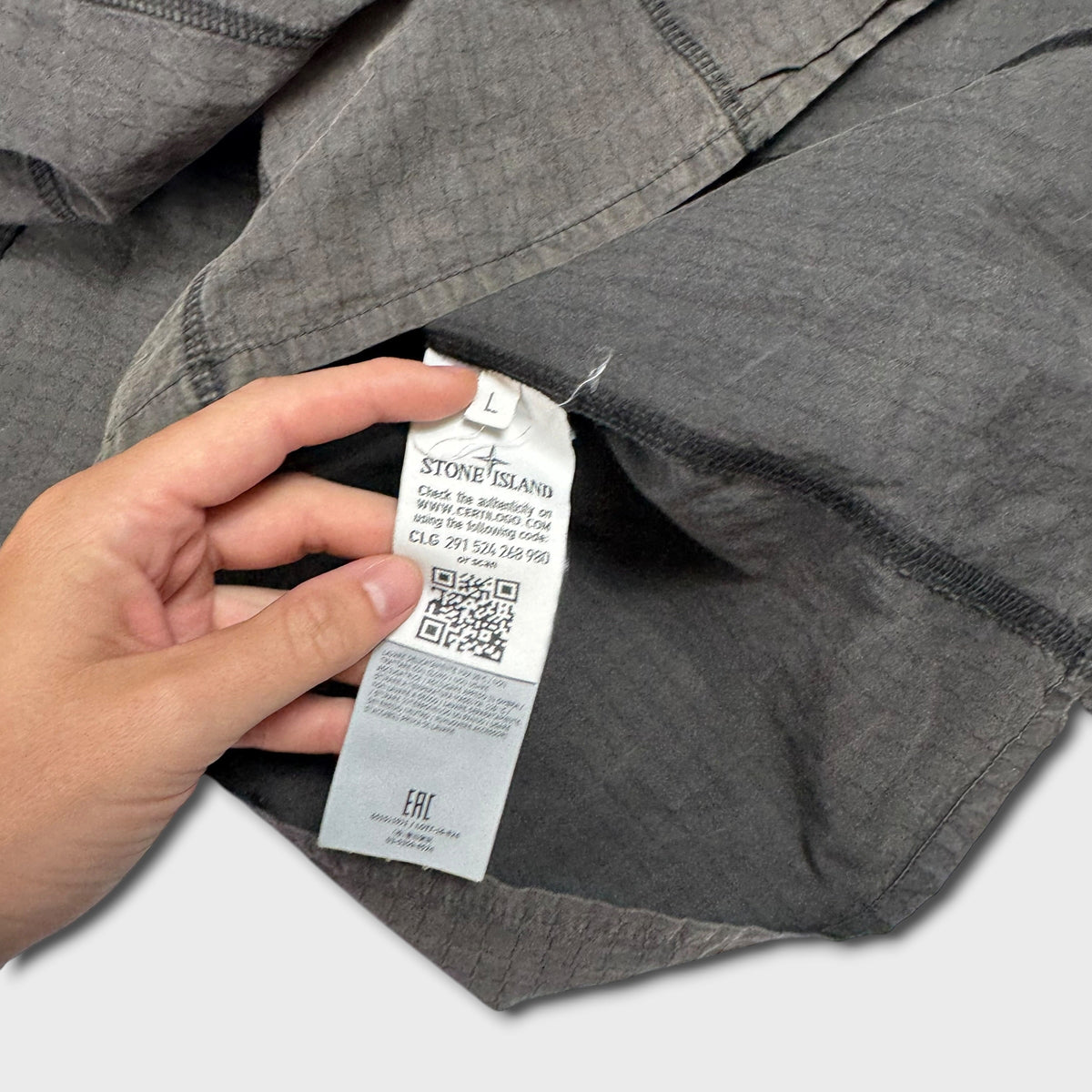 Stone Island Charcoal Ripstop Cotton Overshirt L