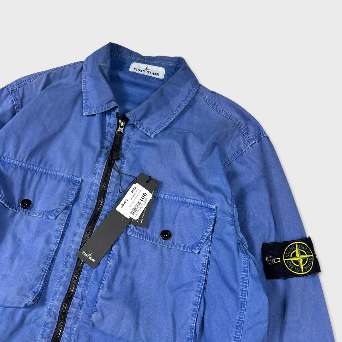 Stone Island Royal Blue Full Zip Overshirt L