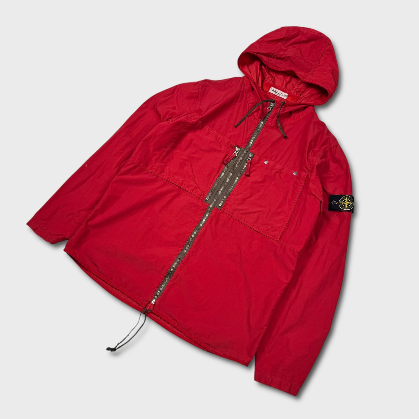 Stone Island Red 2011 Tela Hooded Jacket XL