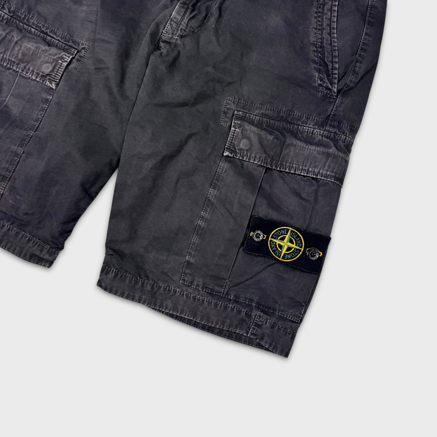 Stone Island Black Old-Dye Cargo Shorts W30