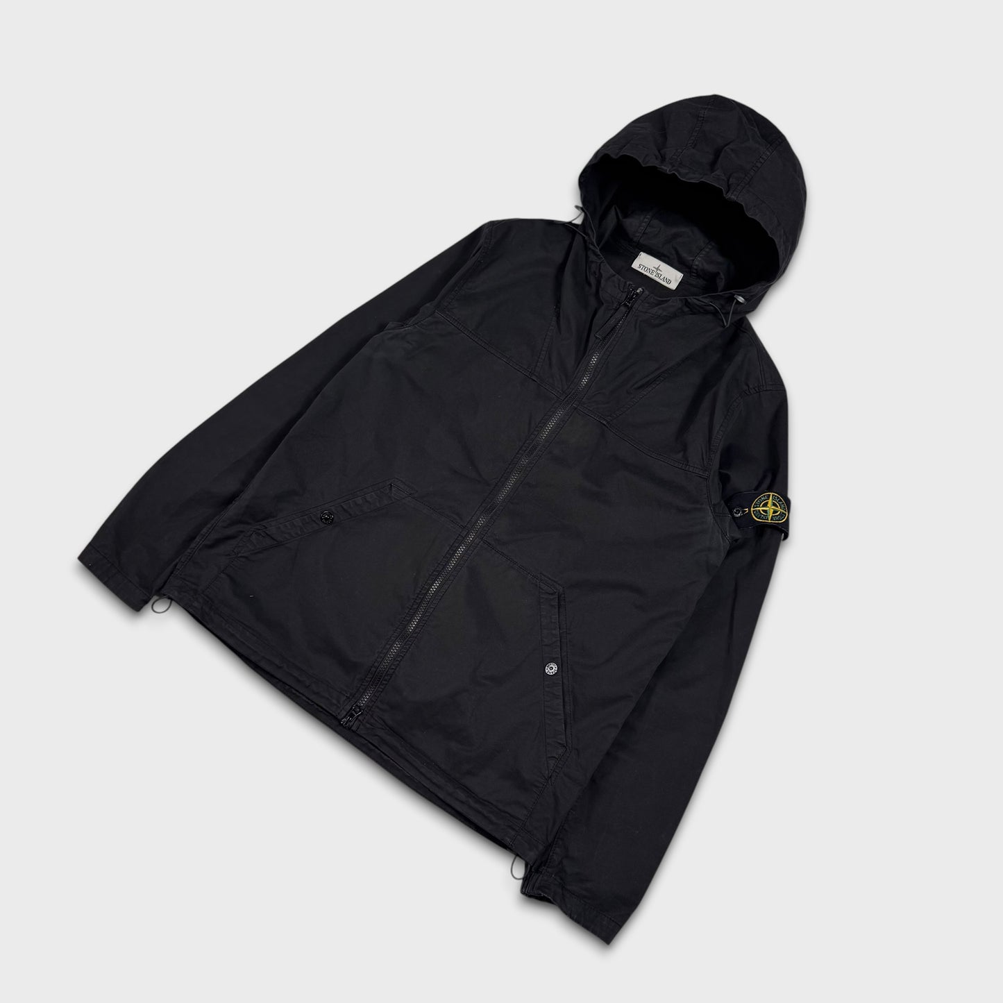 Stone Island Black Supima Cotton Hooded Jacket M