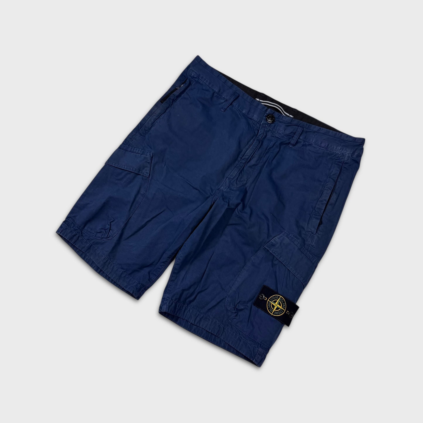Stone Island Navy Tela Cargo Shorts W32