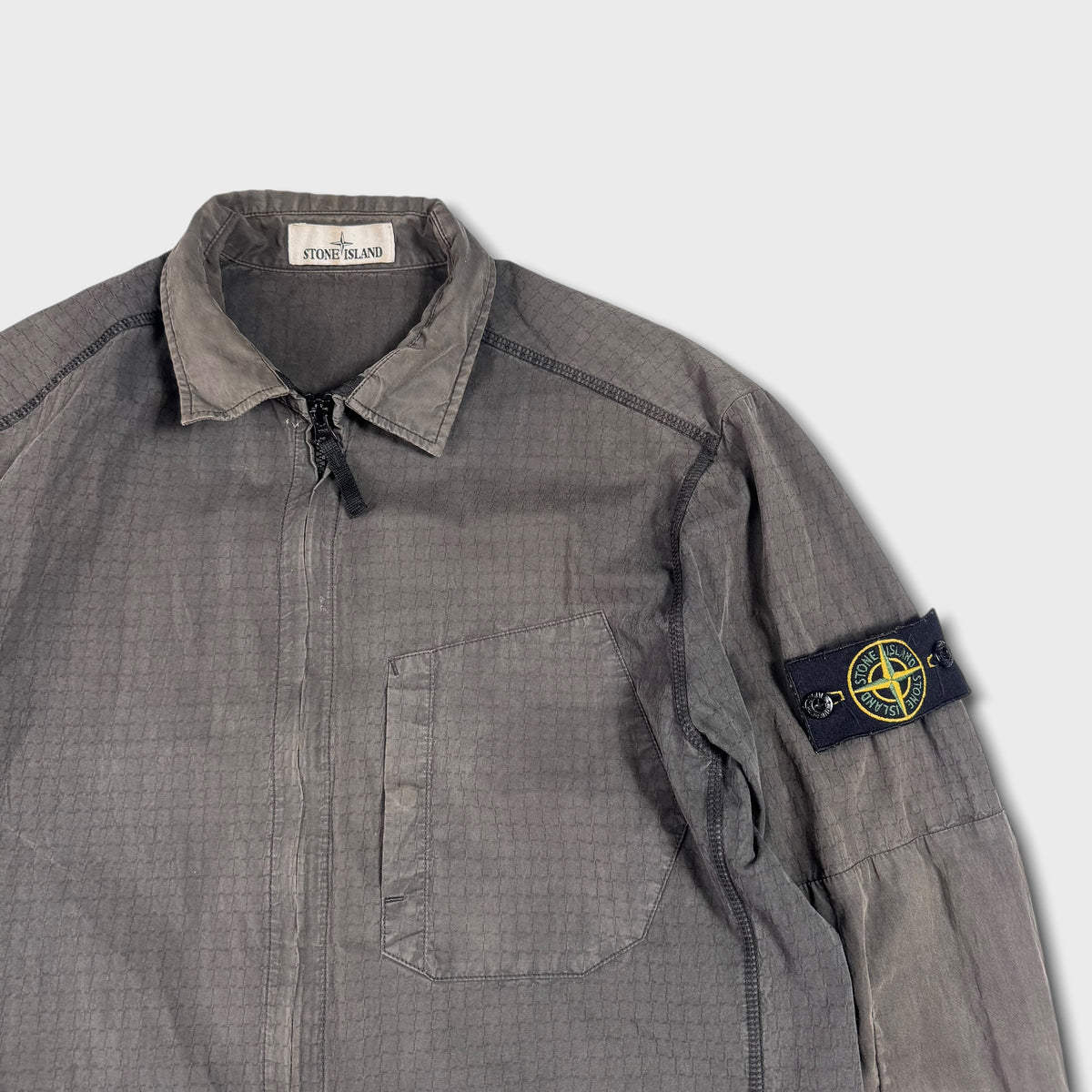 Stone Island Charcoal Ripstop Cotton Overshirt L