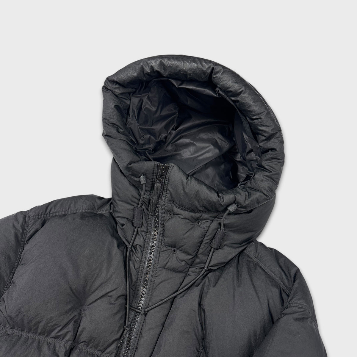 Stone Island Black Seam Faded Light Nylon Tela Down Puffer Jacket L