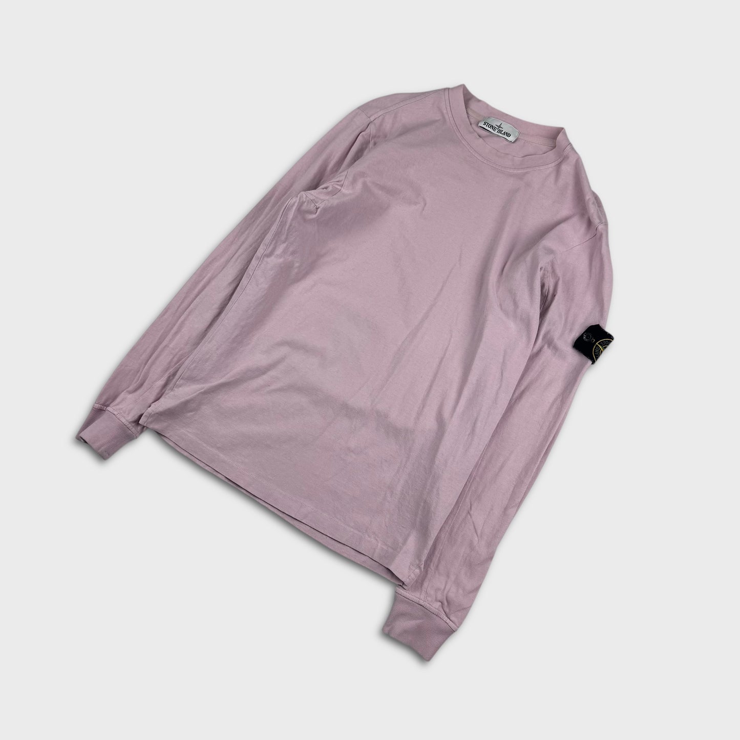 Stone Island Pink Longsleeve Badge T-Shirt M