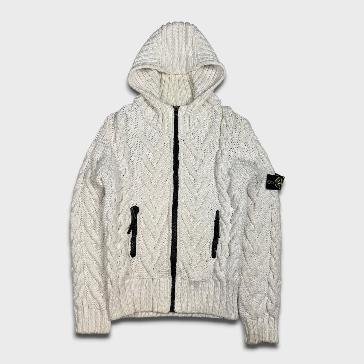Stone Island White Chunky Heavyweight Knit S