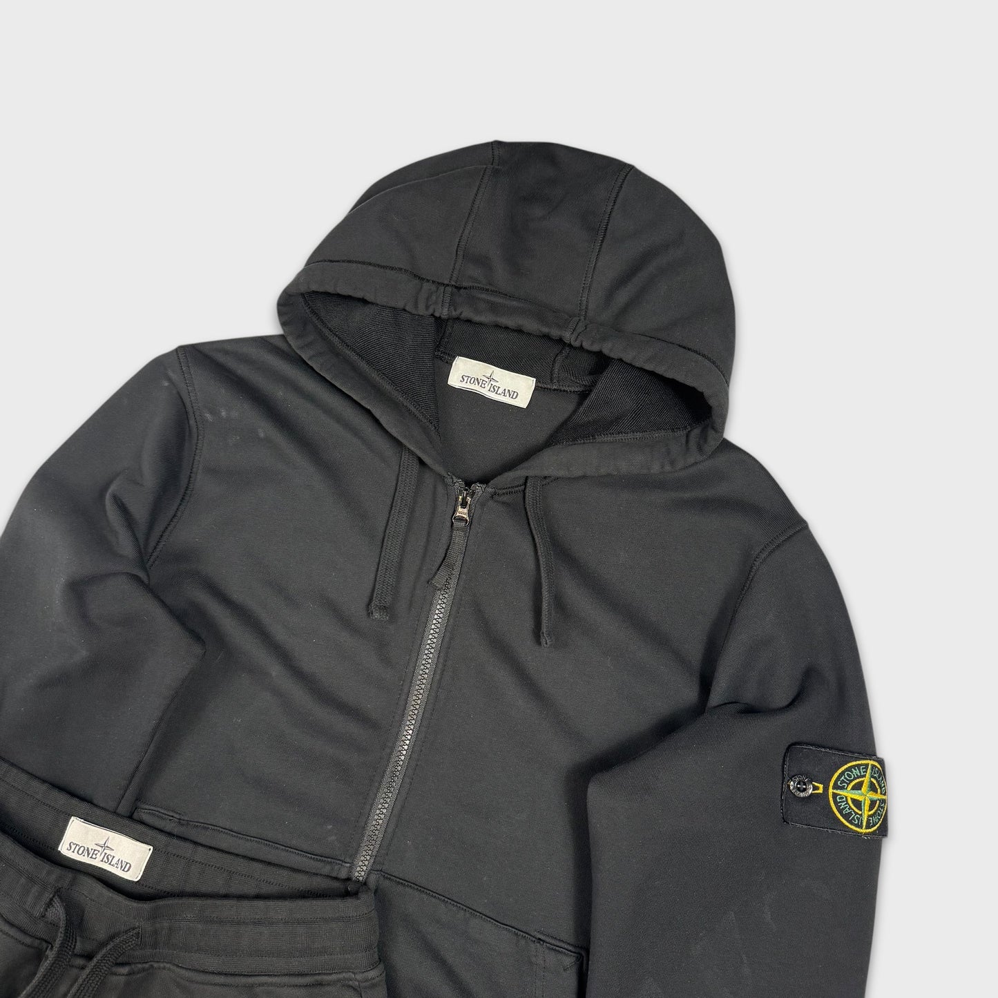 Stone Island Black Tracksuit Set Hoodie + Joggers S/M