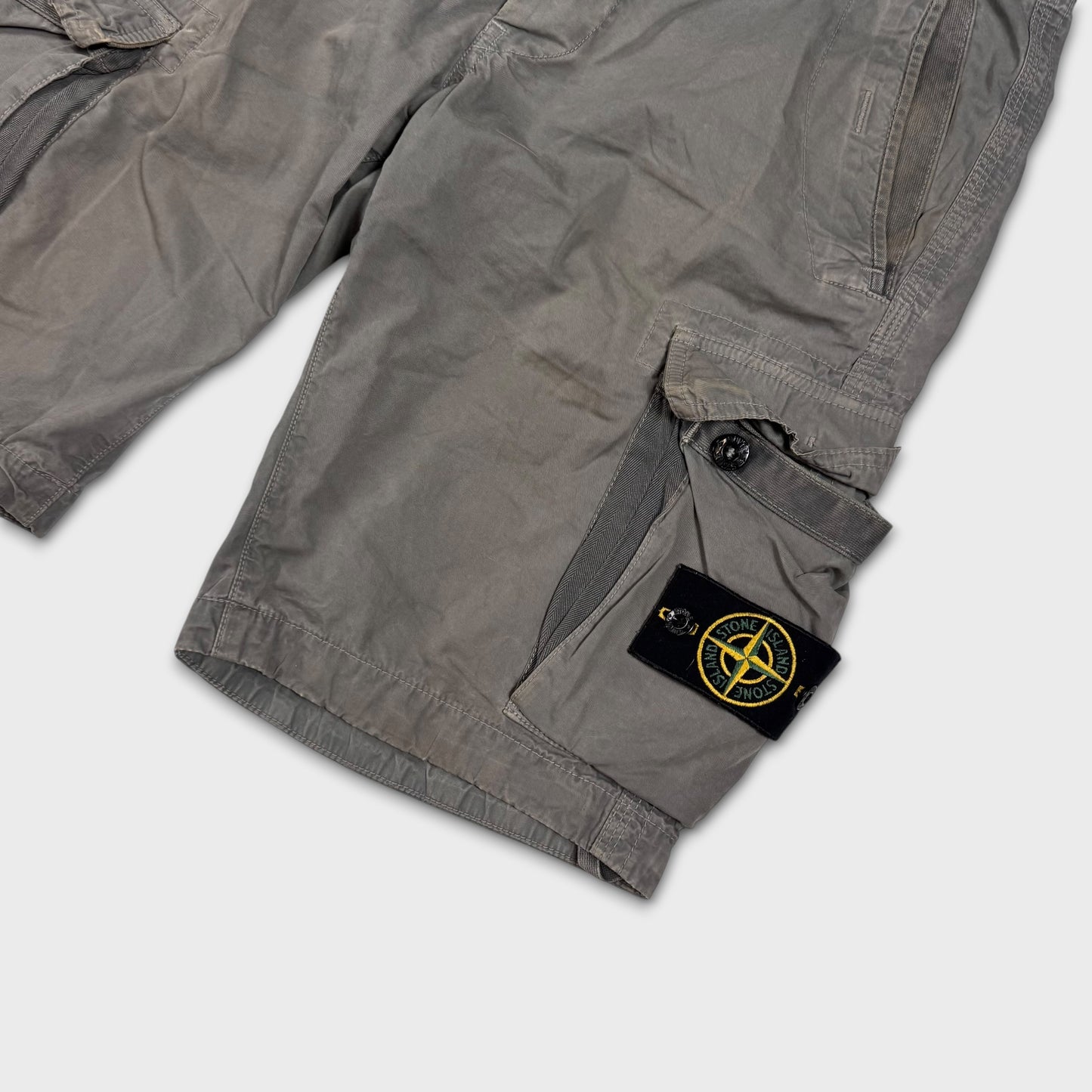 Stone Island Washed Grey Cargo Shorts W32