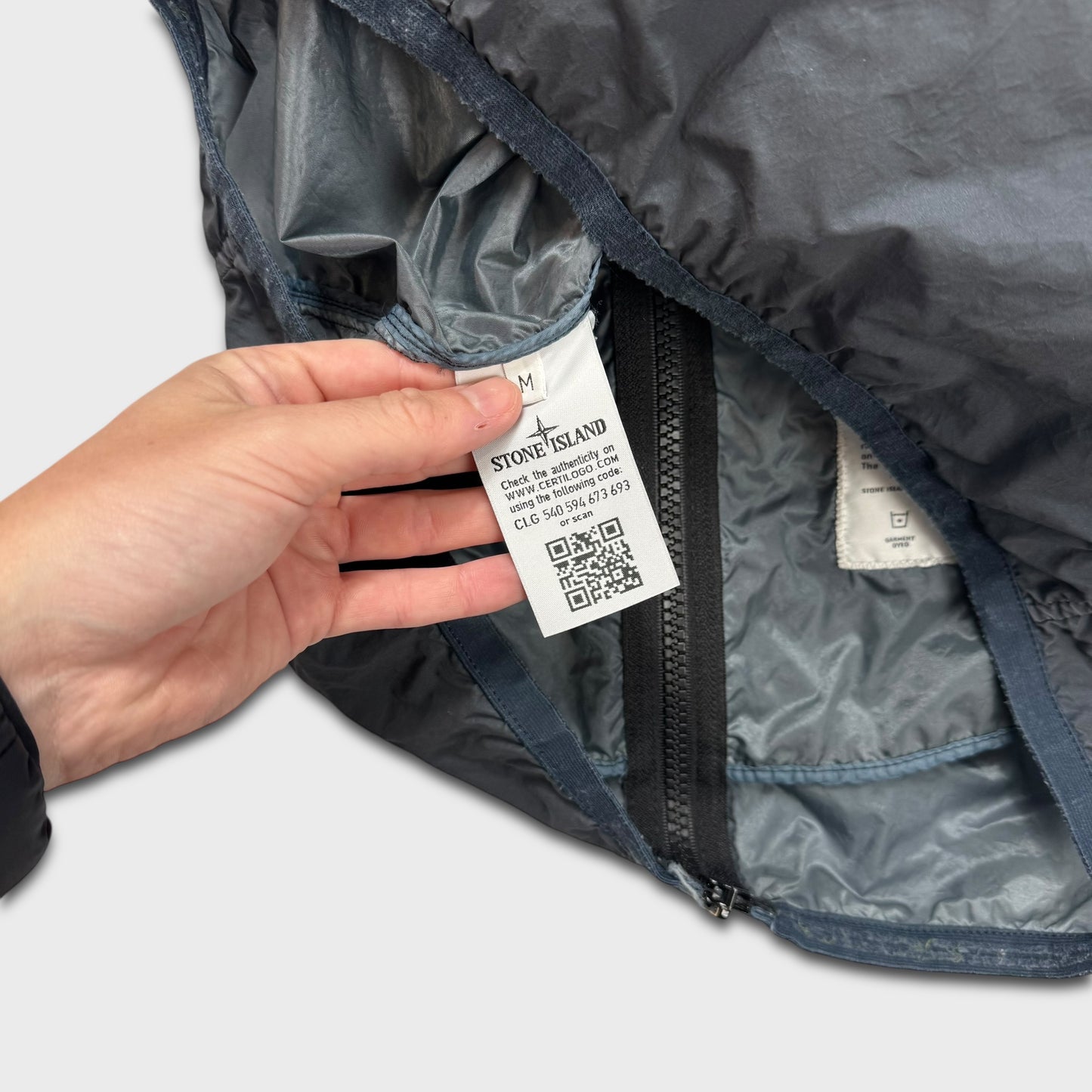 Stone Island Navy Lamy Velour Hooded Jacket M