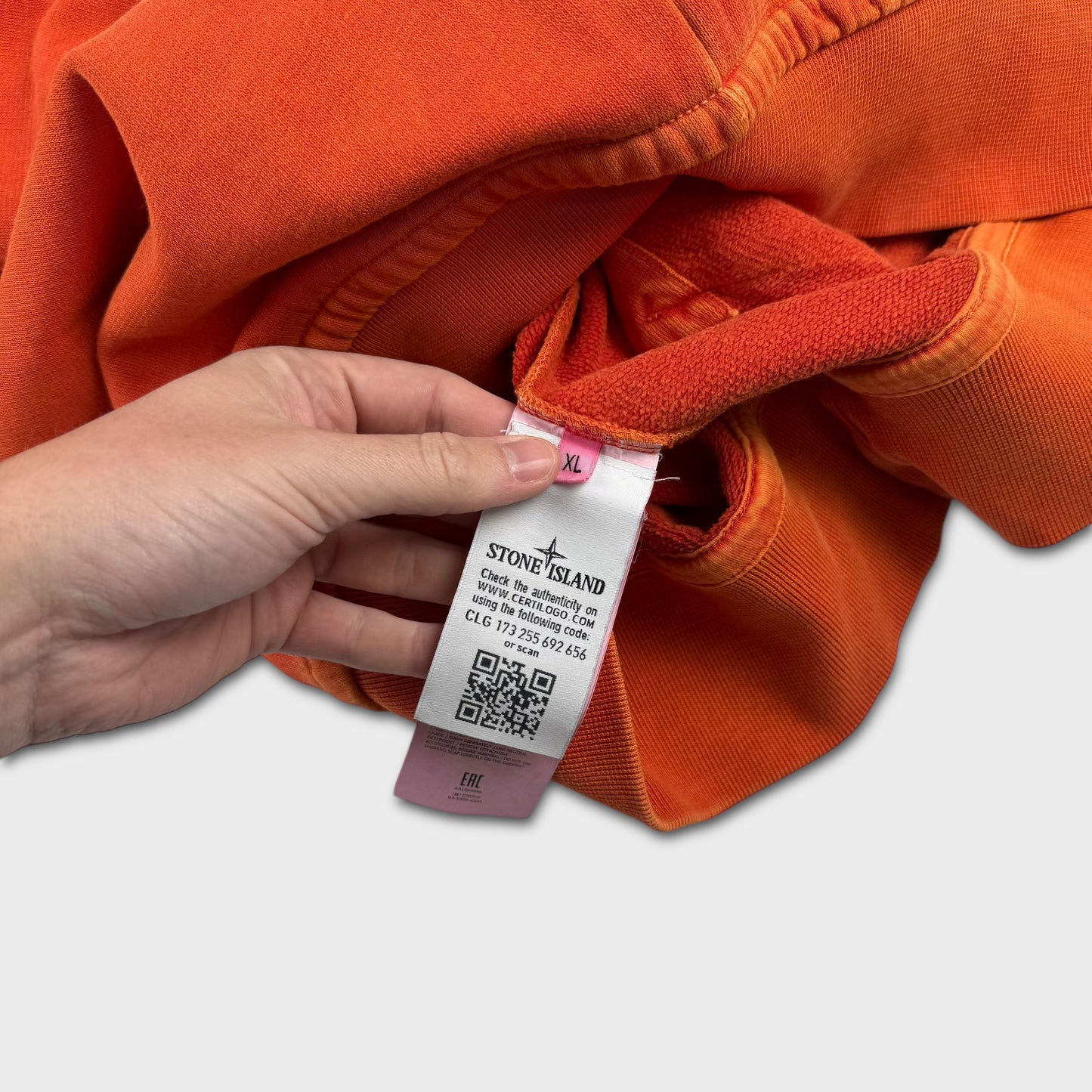 Stone Island Orange Kangaroo Pocket Crewneck XL