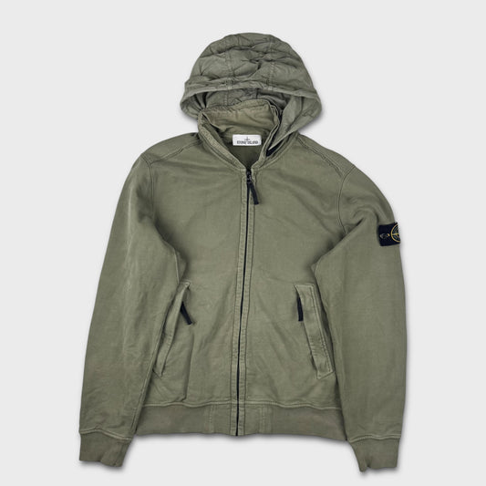 Stone Island Olive Green Packable Hoodie Zip Up L