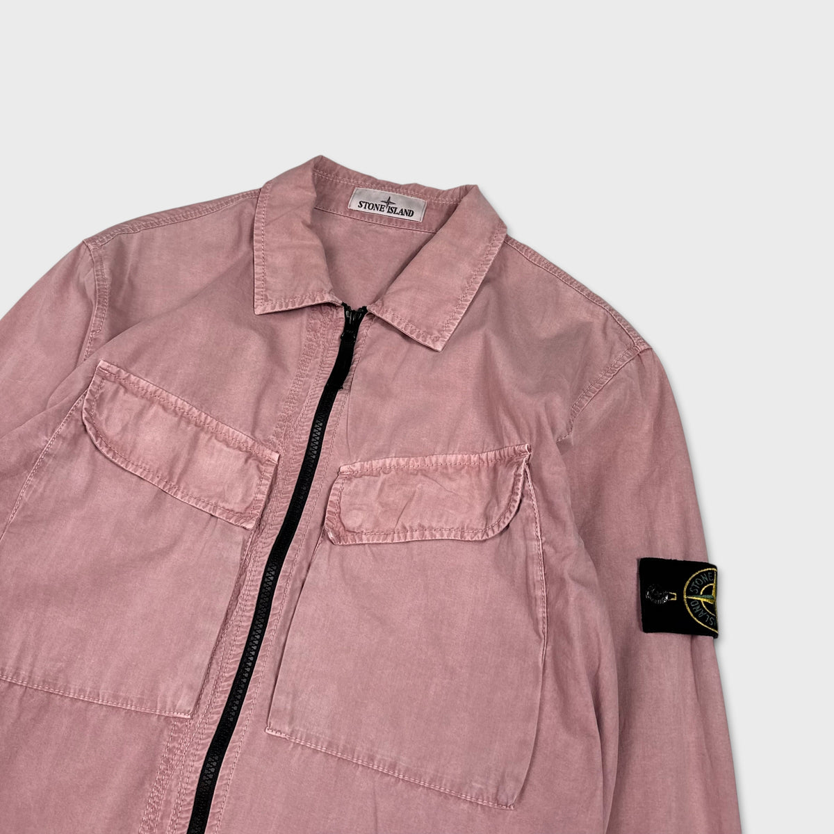 Stone Island Pink Full Zip Overshirt L