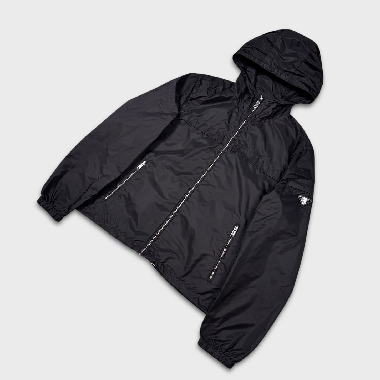 Prada Black Nylon Windbreaker Jacket L