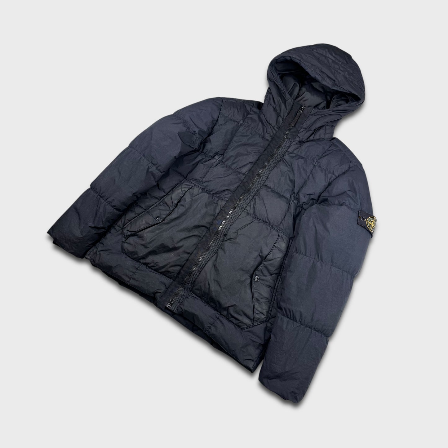 Stone Island Navy Garment Dyed Crinkle Reps NY Down Jacket XL