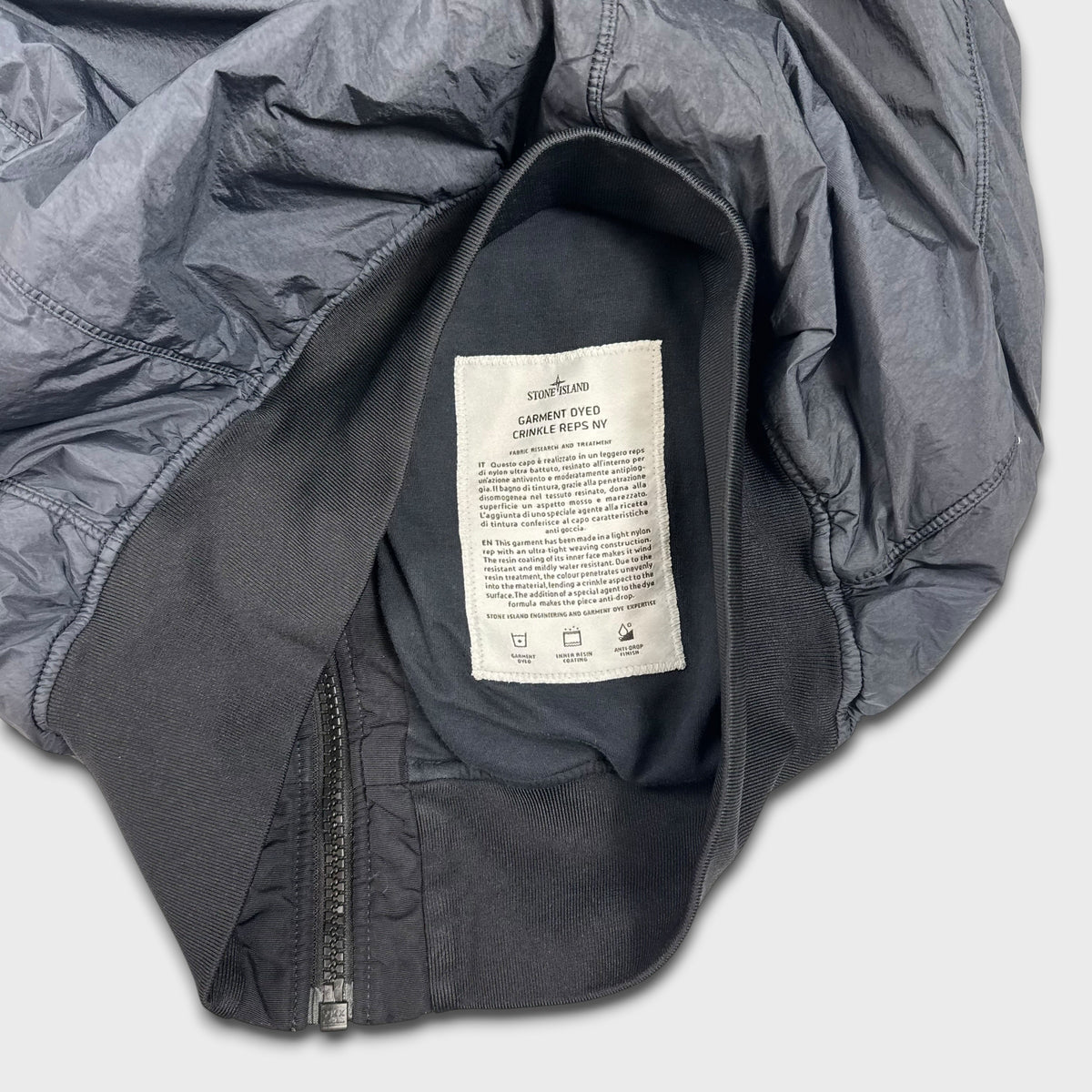 Stone Island Navy Garment Dyed Crinkle Reps NY Bomber Jacket M
