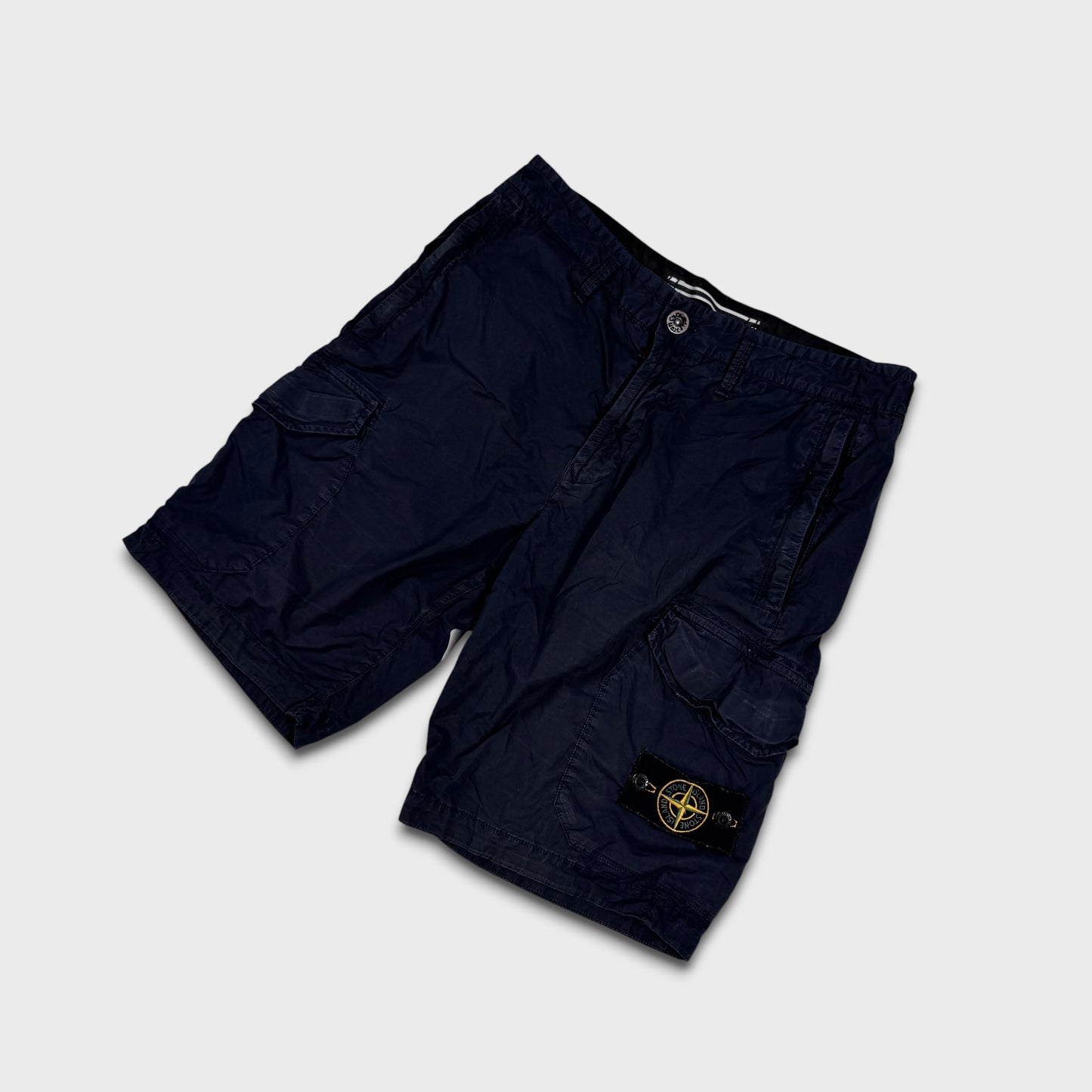 Stone Island Navy Tela Cargo Shorts W30