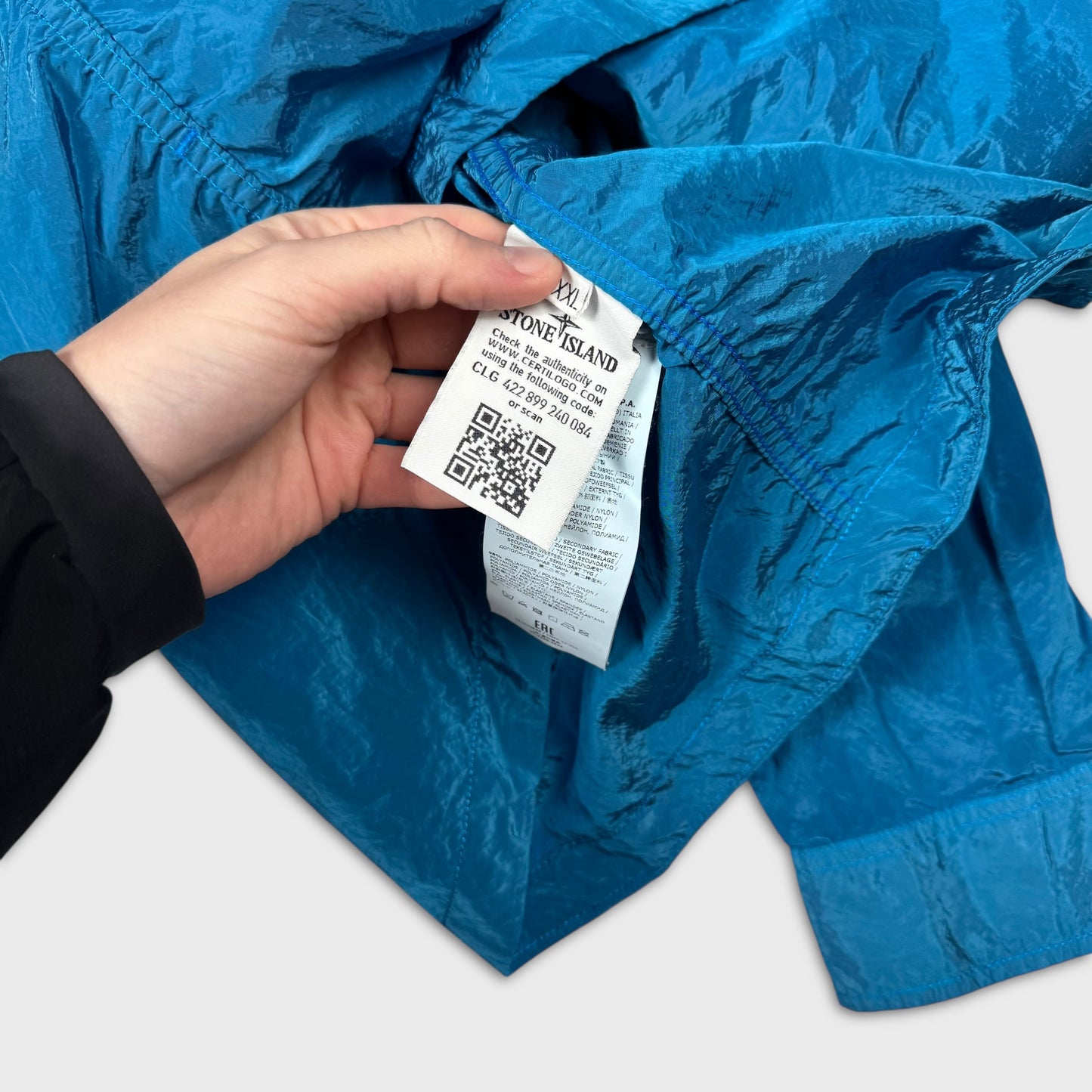 Stone Island Electric Blue Nylon Metal Overshirt XXL