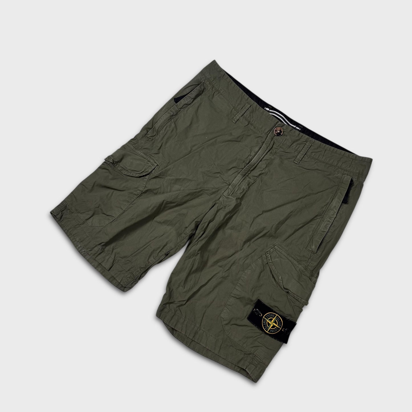 Stone Island Olive Tela Cargo Shorts W31