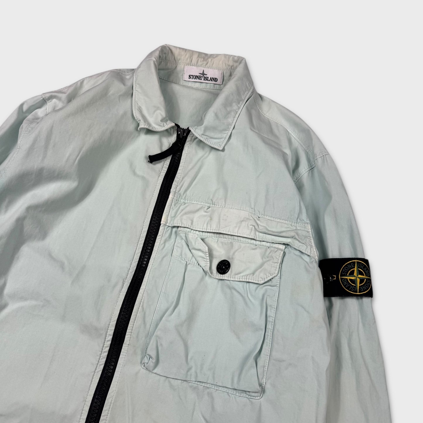 Stone Island Mint Green Full Zip Overshirt L