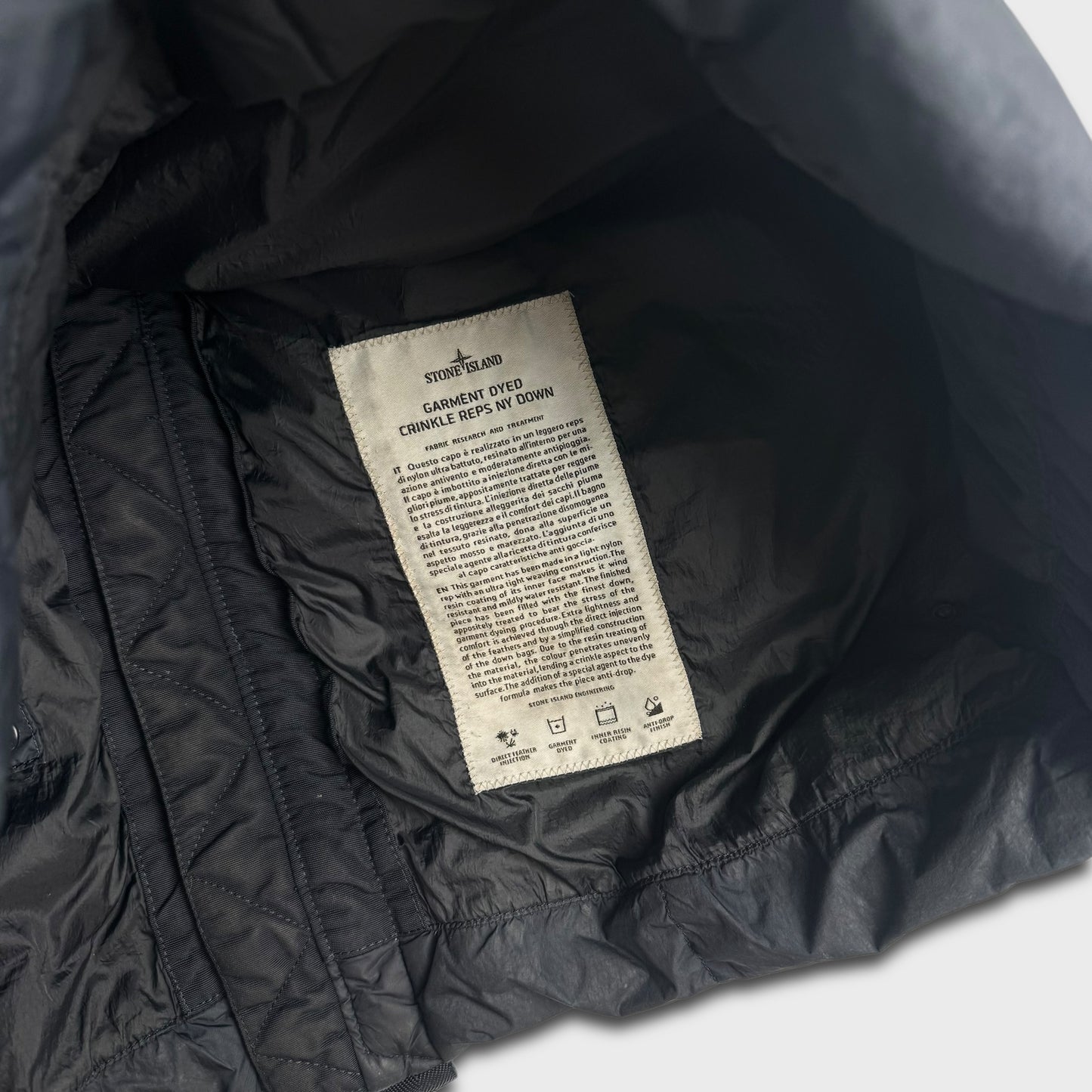 Stone Island Navy Garment Dyed Crinkle Reps NY Down Jacket XL