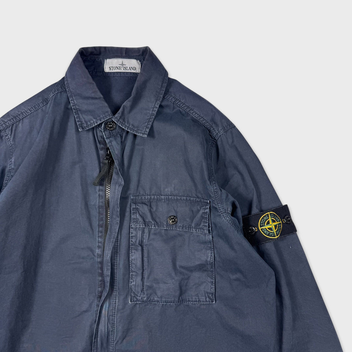 Stone Island Navy Full Zip Overshirt M