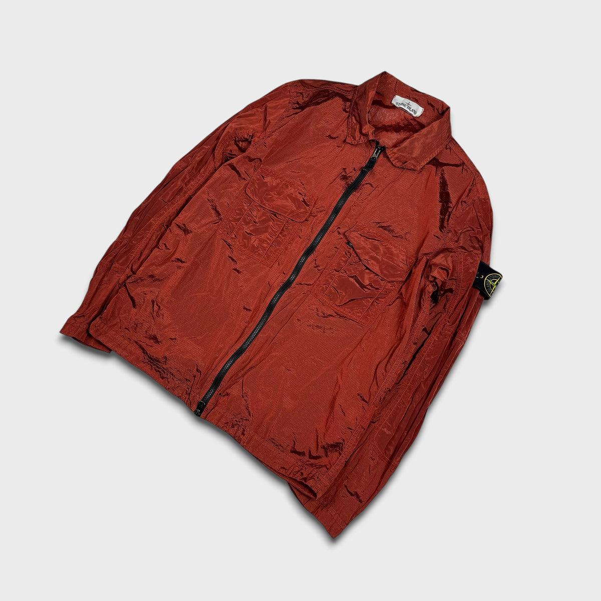 Stone Island Red Nylon Metal Ripstop Overshirt M