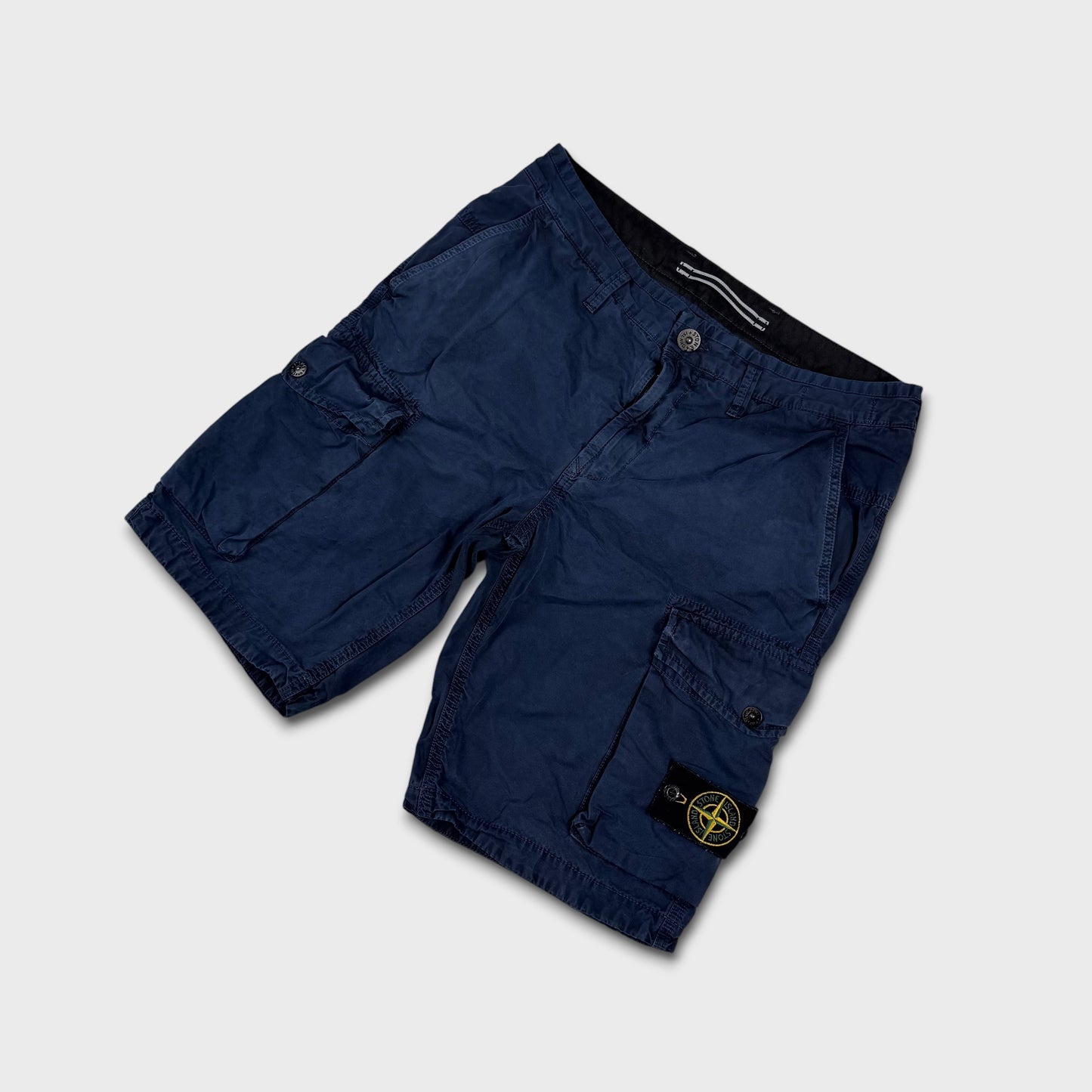 Stone Island Blue Washed Cargo Shorts W31