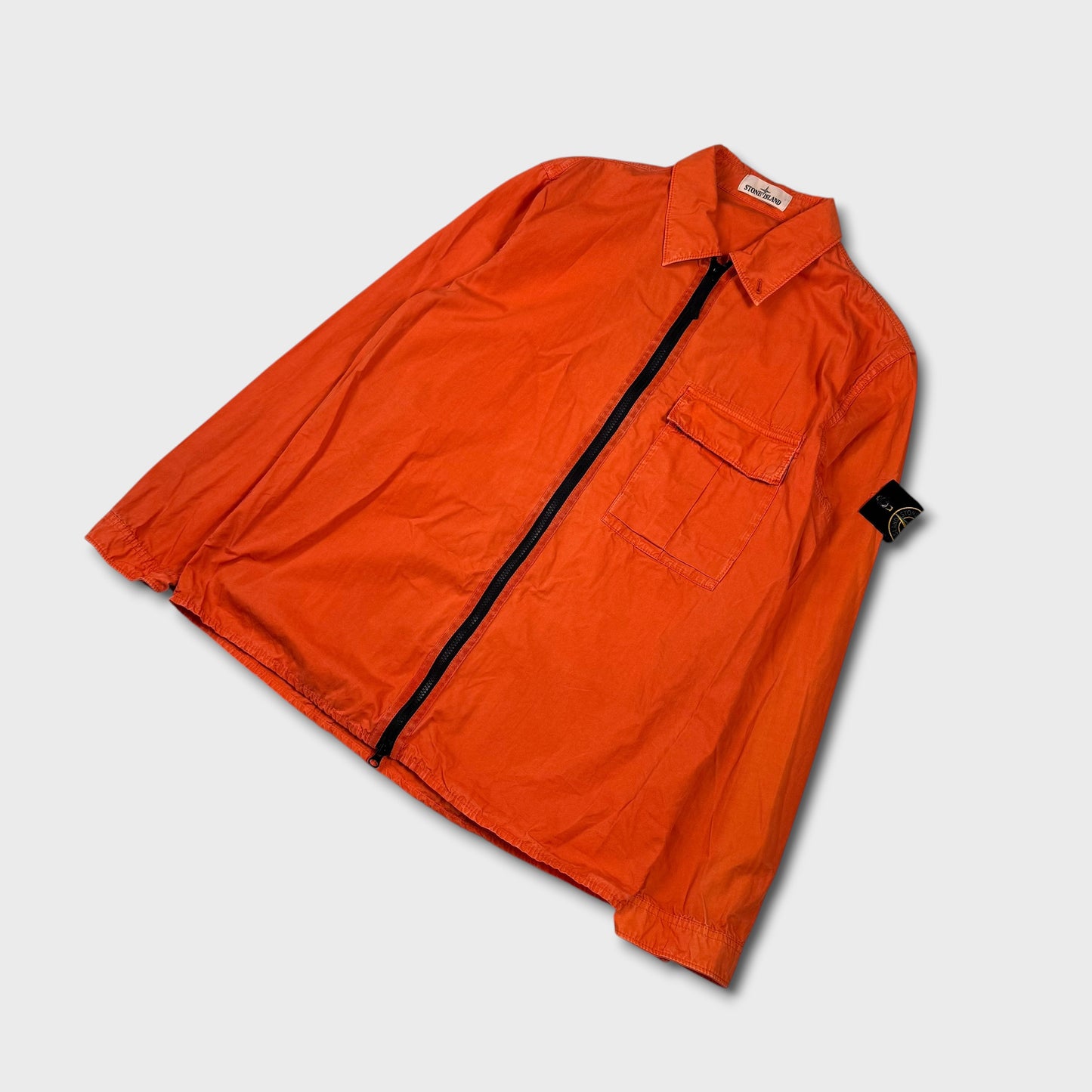 Stone Island Orange Full Zip Overshirt XL