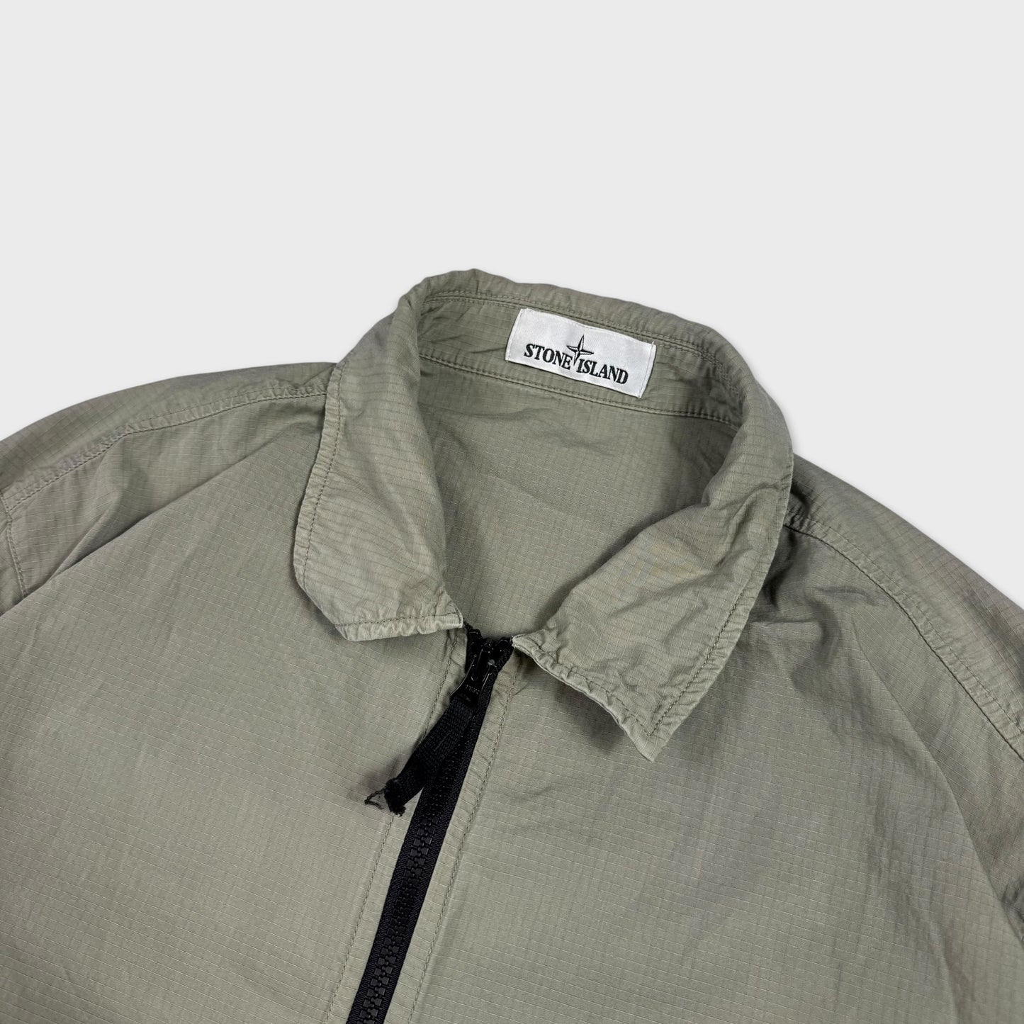 Stone Island Khaki Cotton Canvas Zip Overshirt Jacket XXL