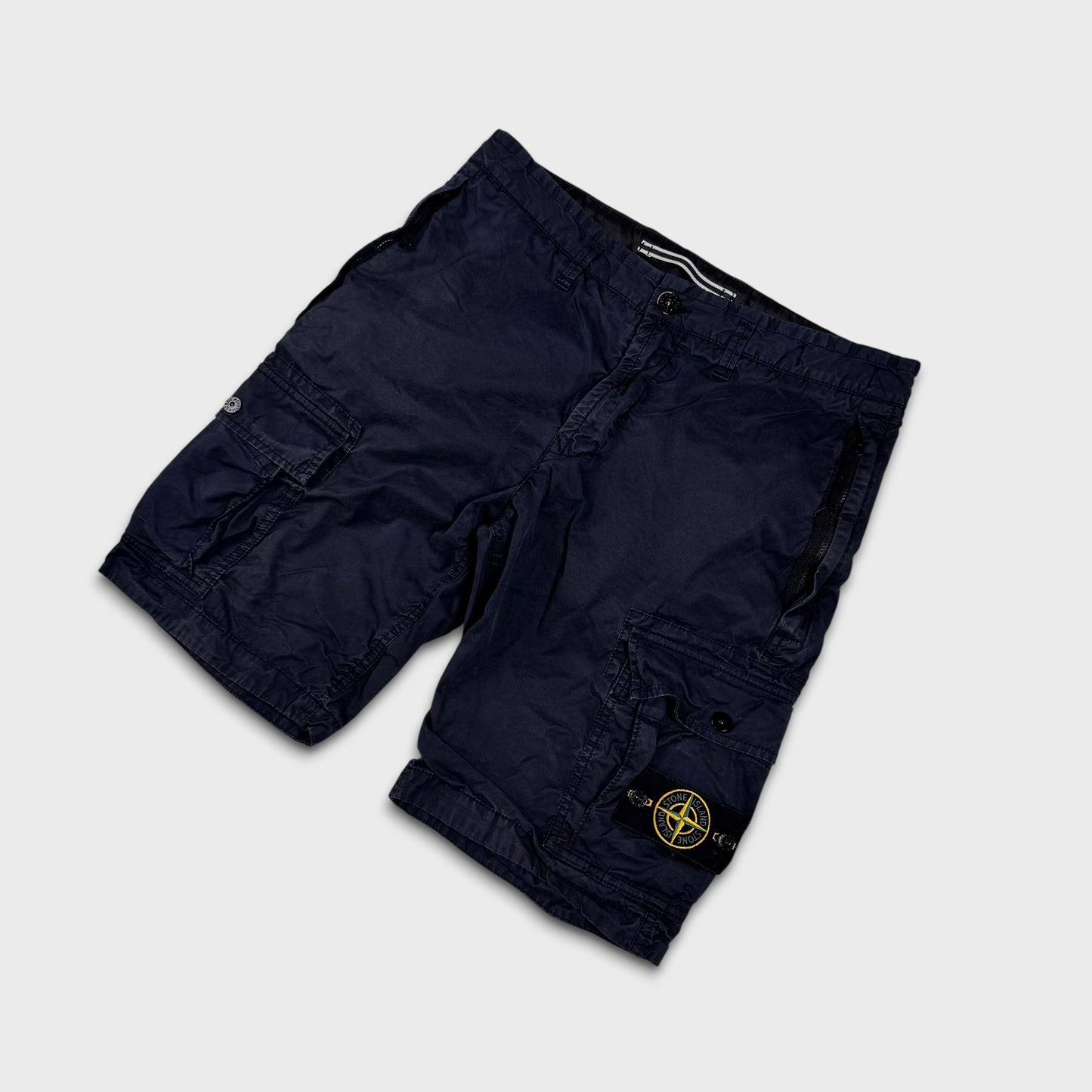 Stone Island Navy Tela Cargo Shorts W32