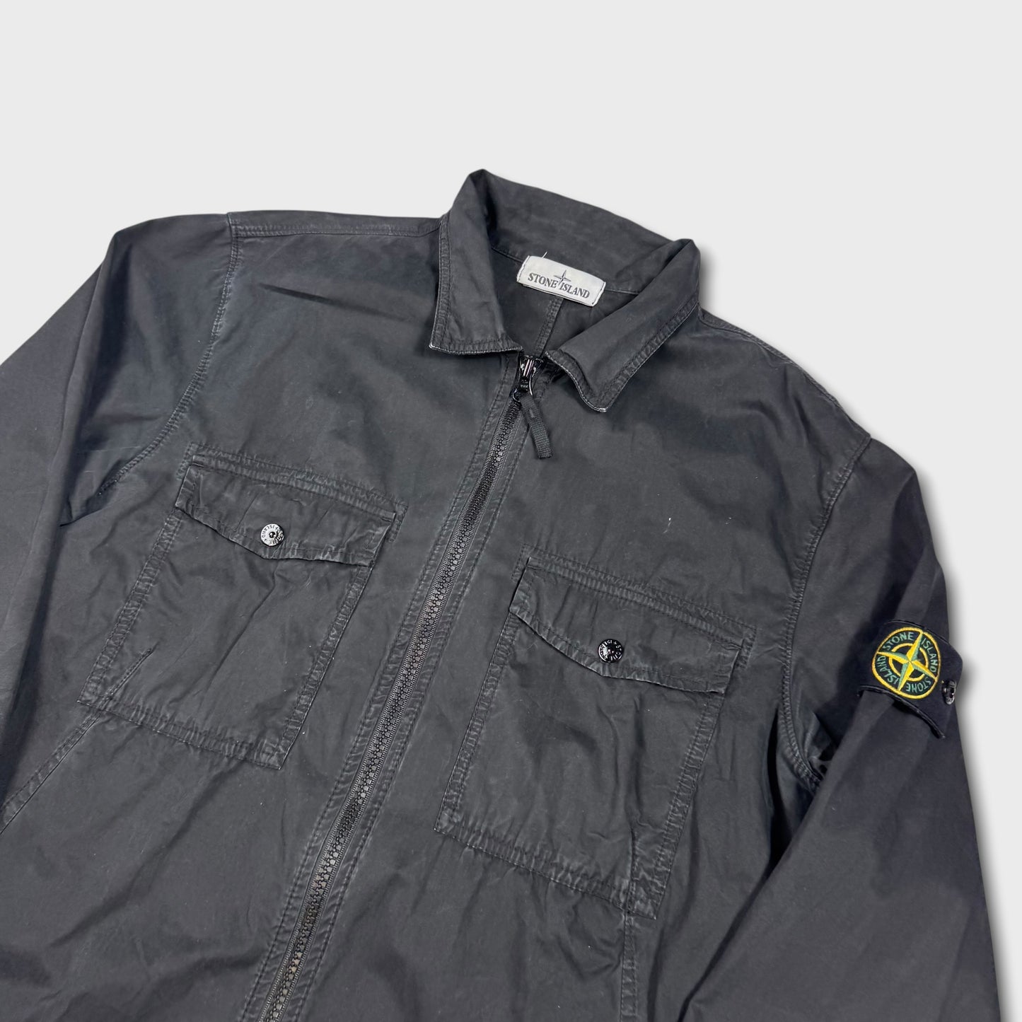 Stone Island Black Full Zip Overshirt XL