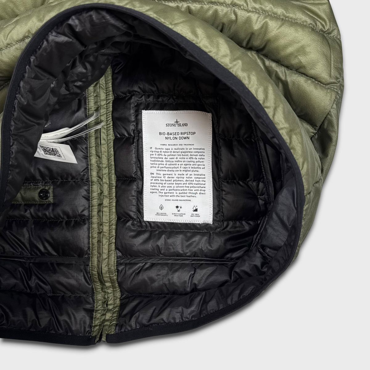 Stone Island Olive Bio-Based Ripstop Nylon Down S