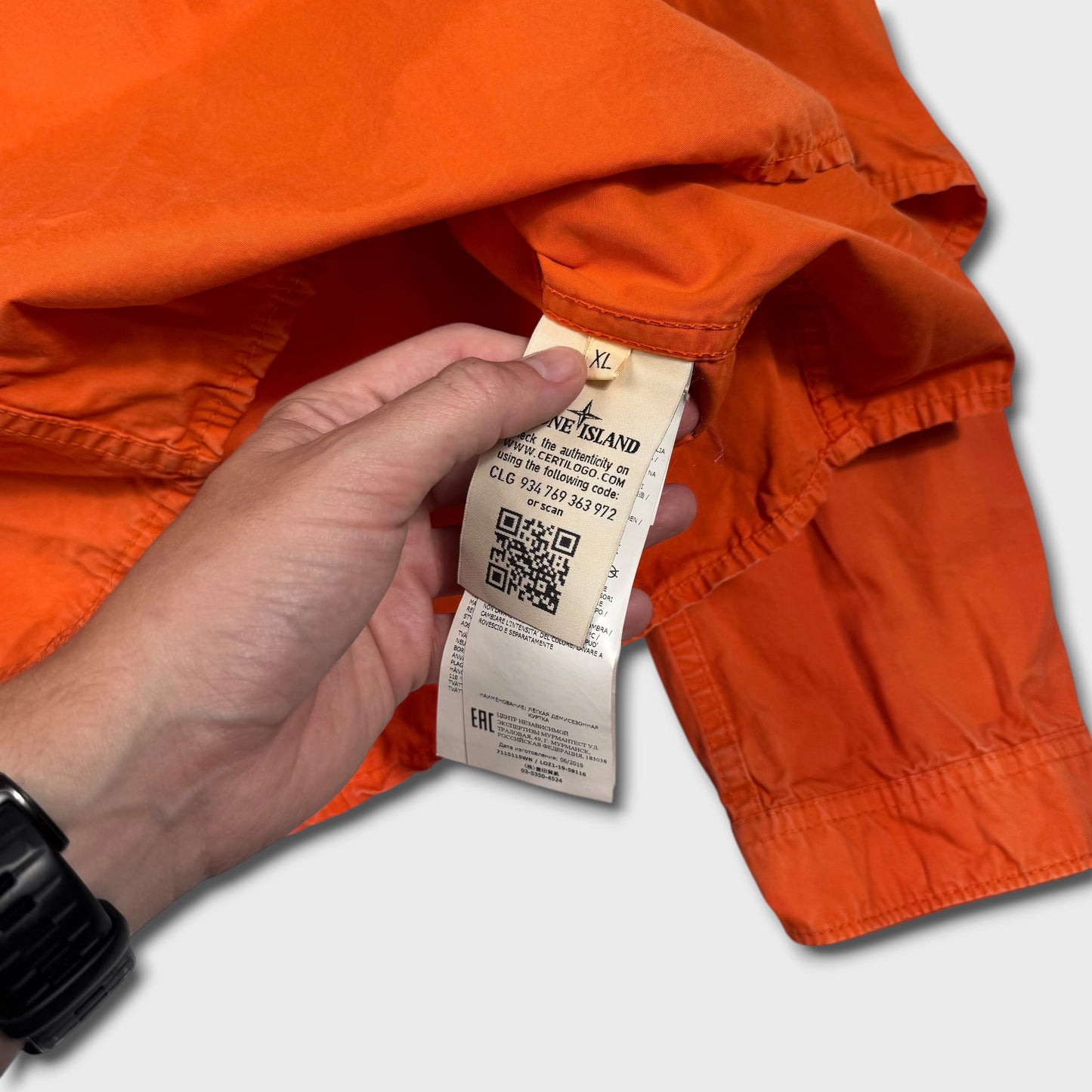 Stone Island Orange Full Zip Overshirt XL