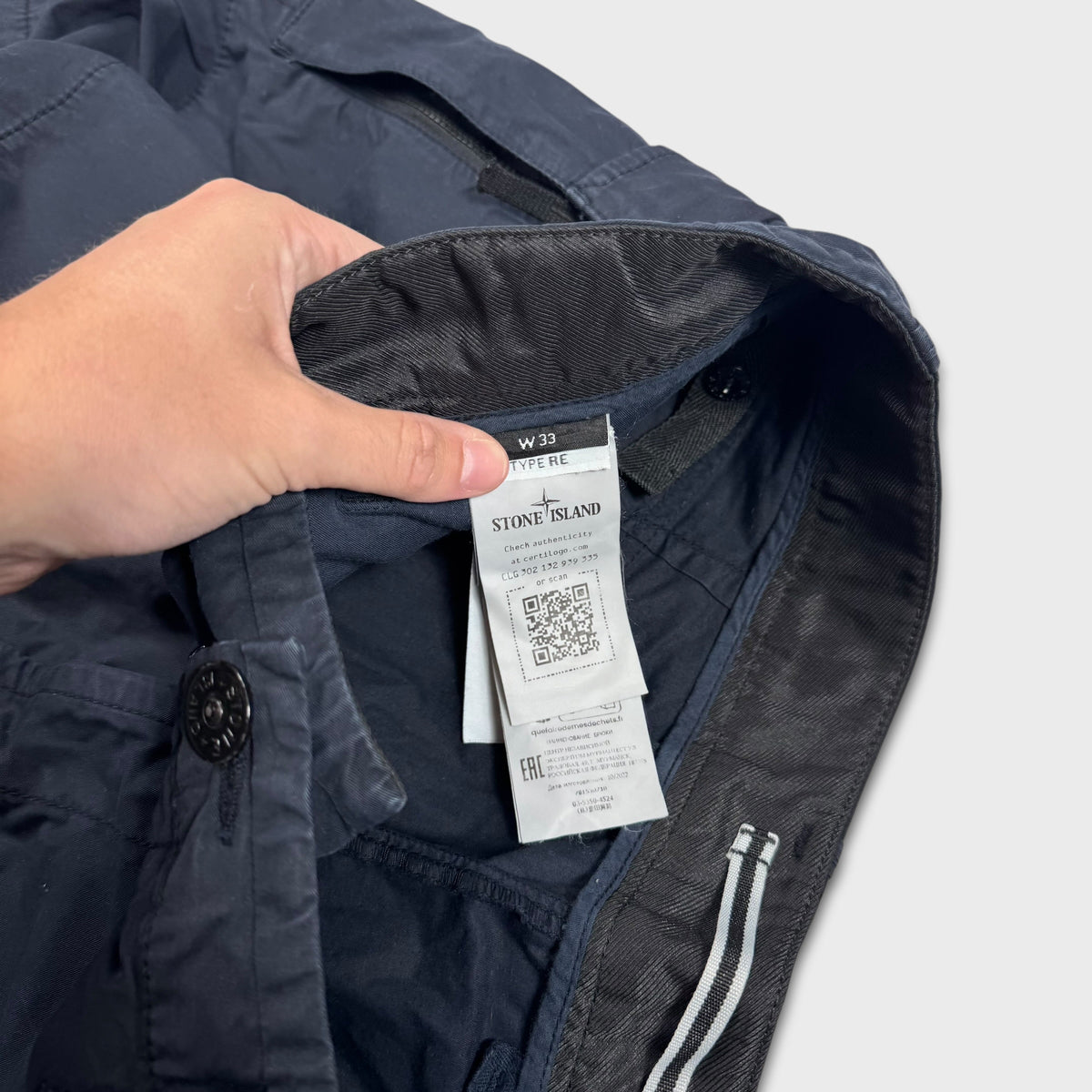 Stone Island Navy Relaxed Fit Cargo Pants W33