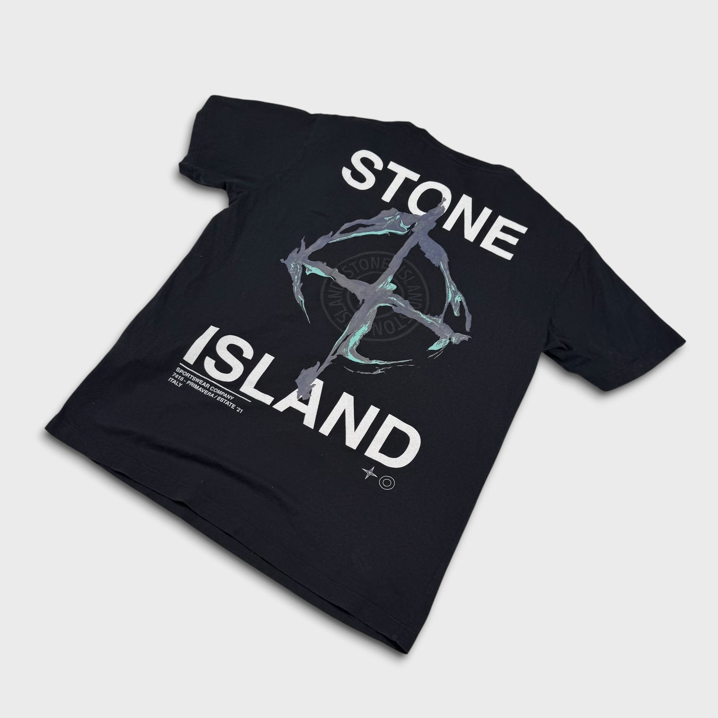 Stone Island Black Graphic Logo T-Shirt XL