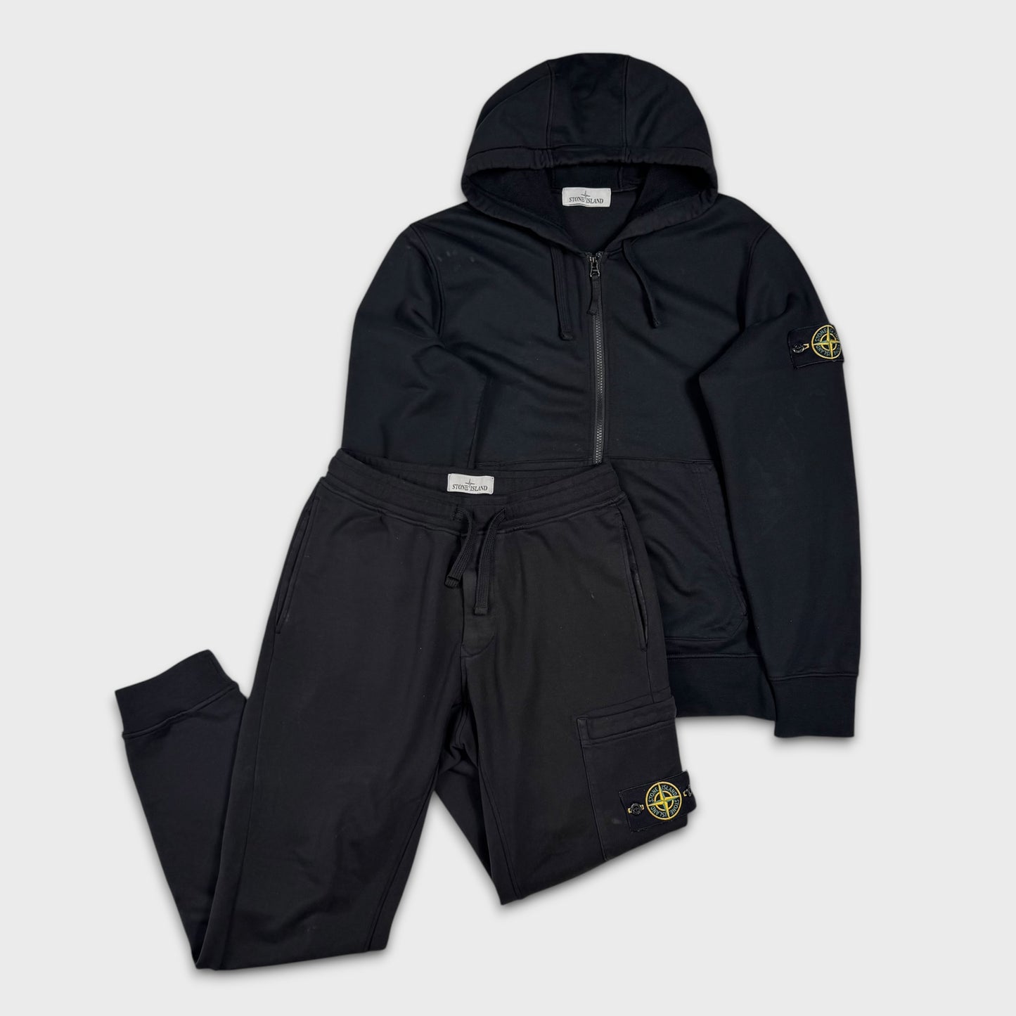 Stone Island Black Tracksuit Set Hoodie + Joggers S/M