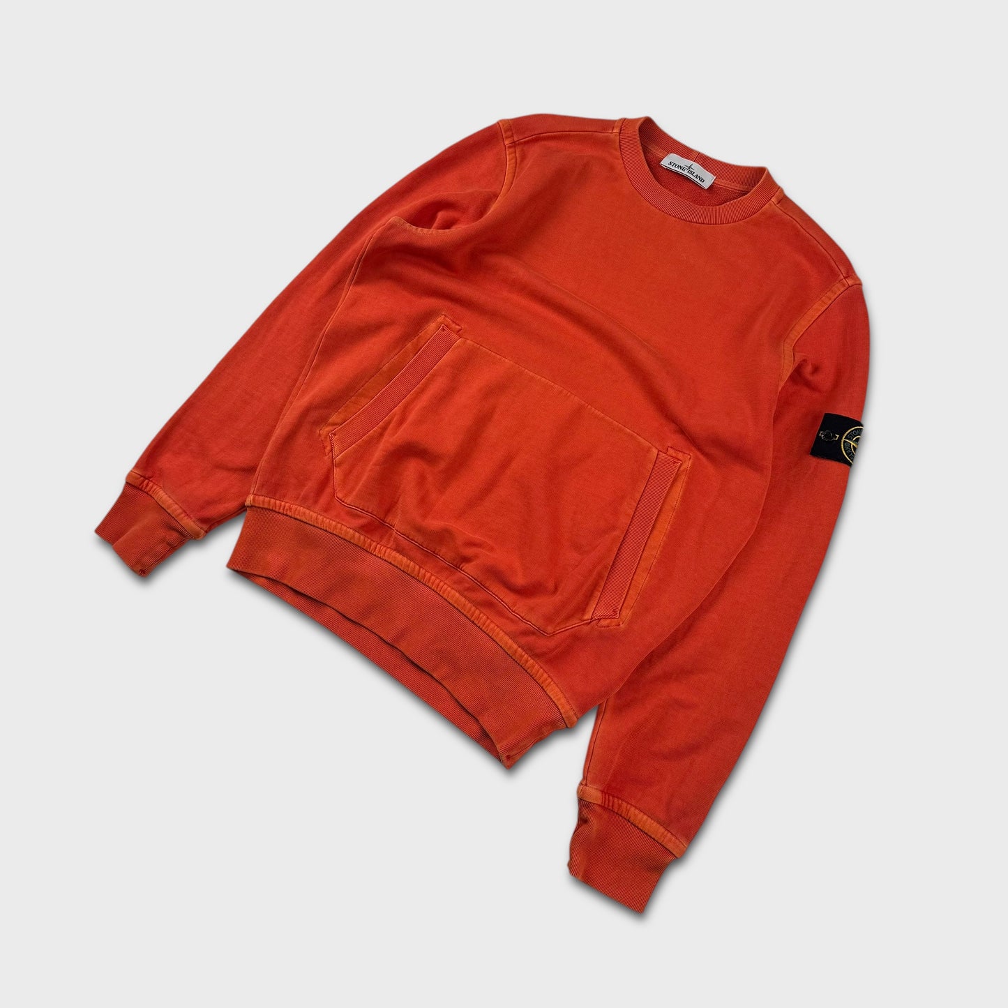 Stone Island Orange Kangaroo Pocket Crewneck XL