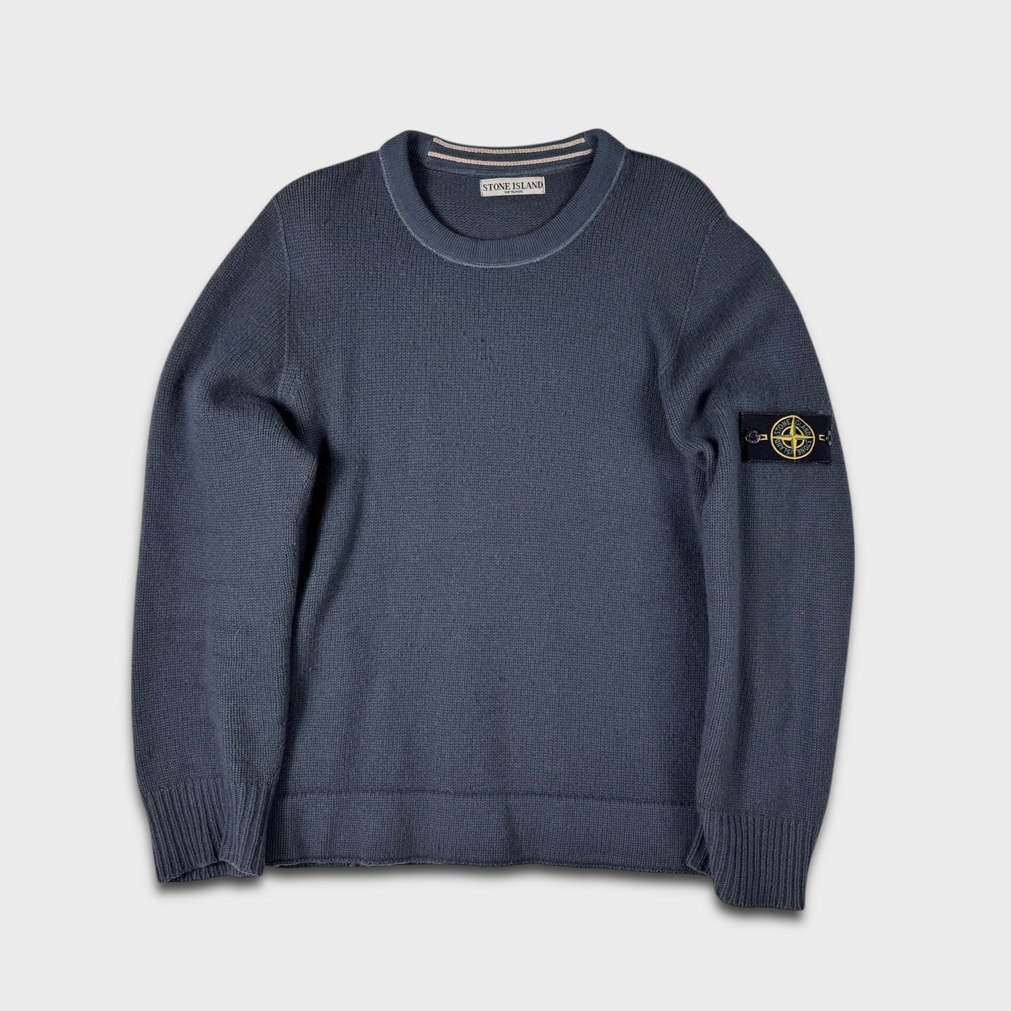 Stone Island ‘08 Blue Ribbed Knit Crewneck L