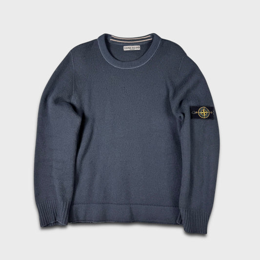 Stone Island ‘08 Blue Ribbed Knit Crewneck L