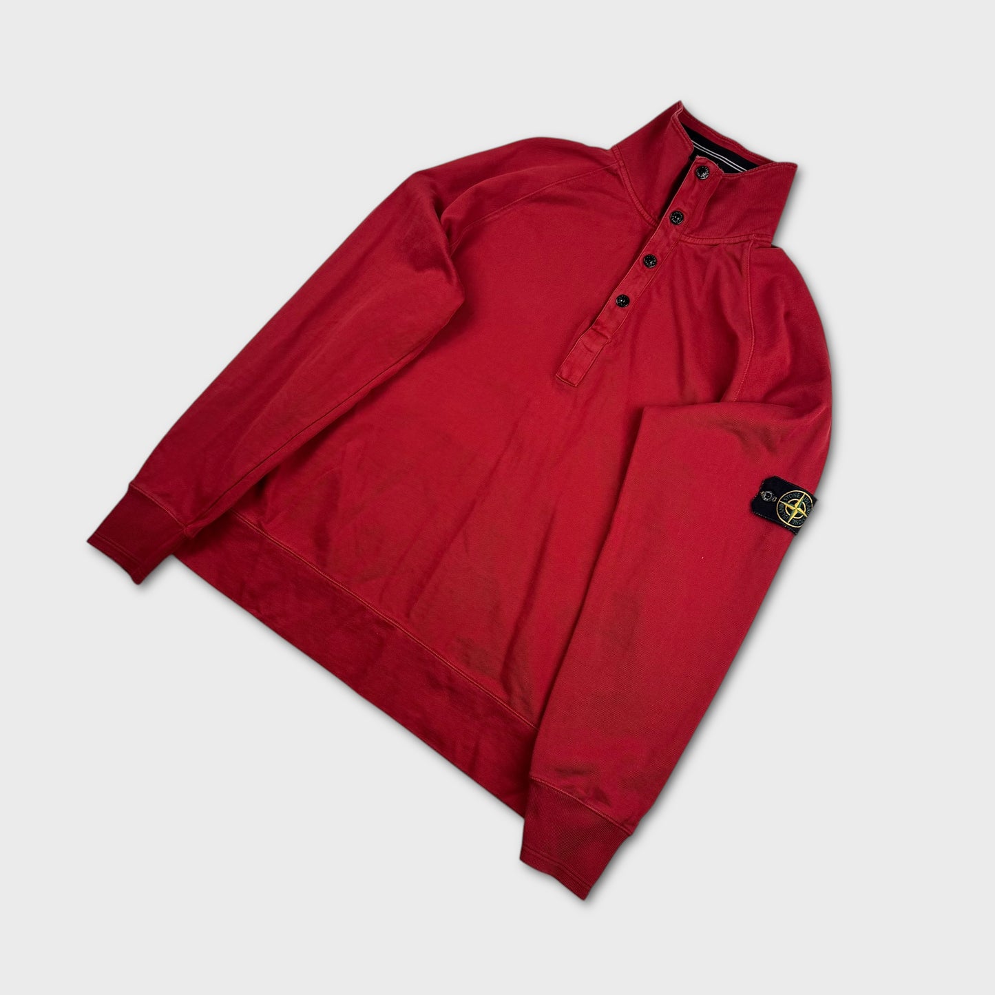 Stone Island Red 1/4 Zip / Button Sweatshirt XL