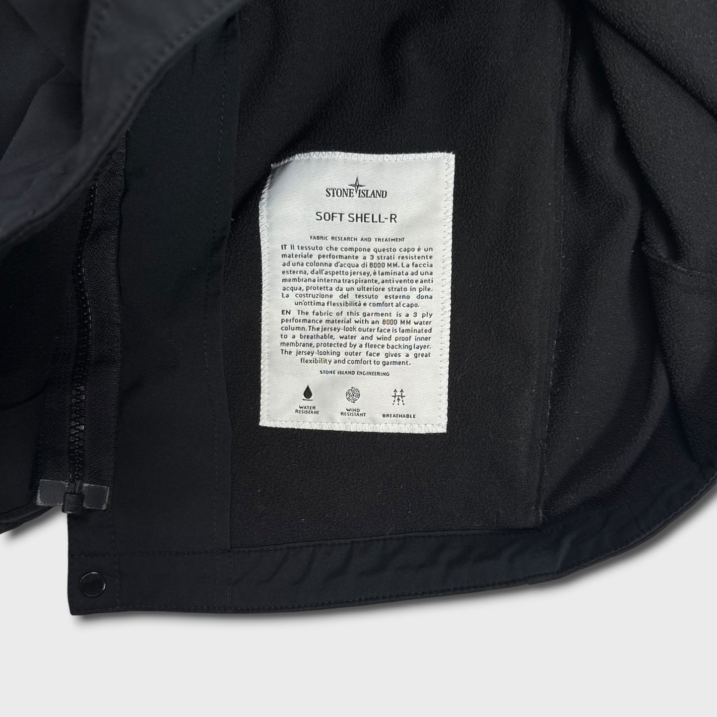 Stone Island Black Soft Shell-R Jacket L
