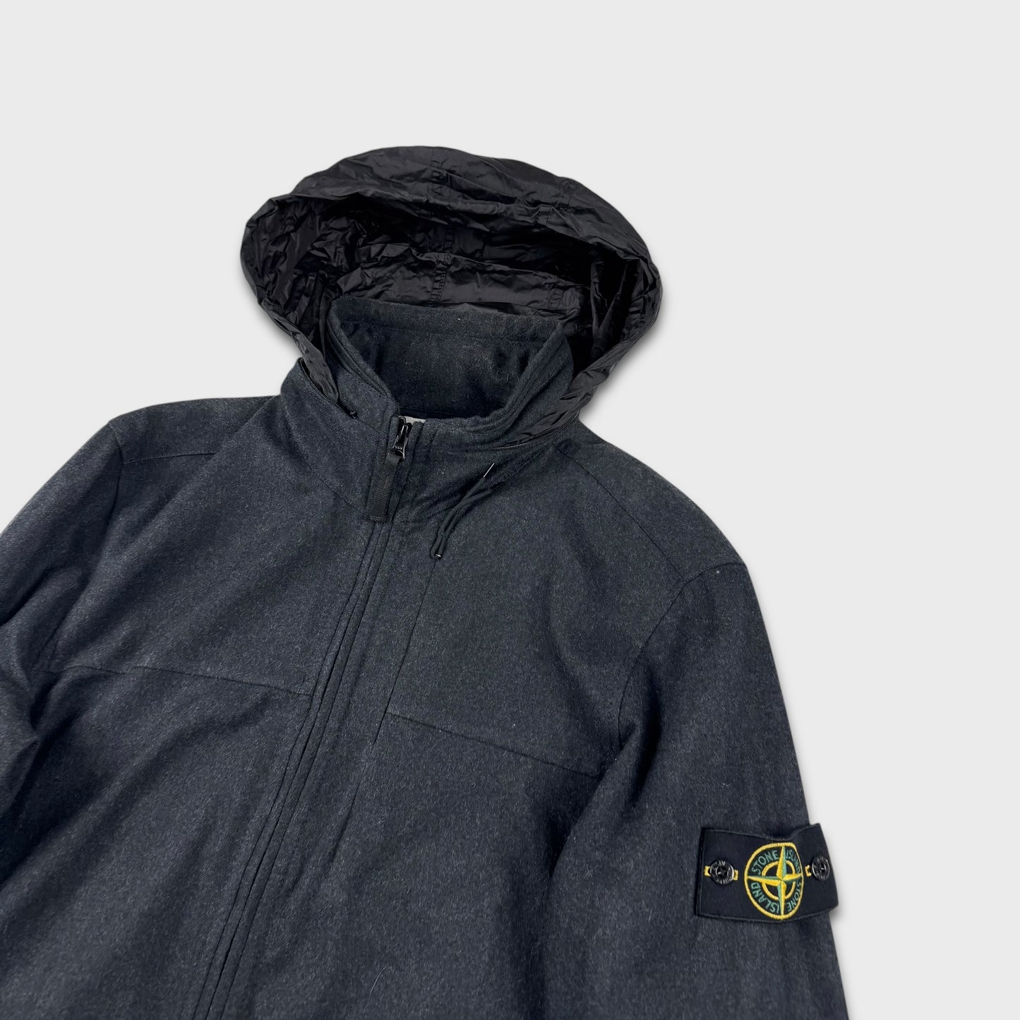 Stone Island Woolen Soft Shell Jacket w/ Nylon Hood XL